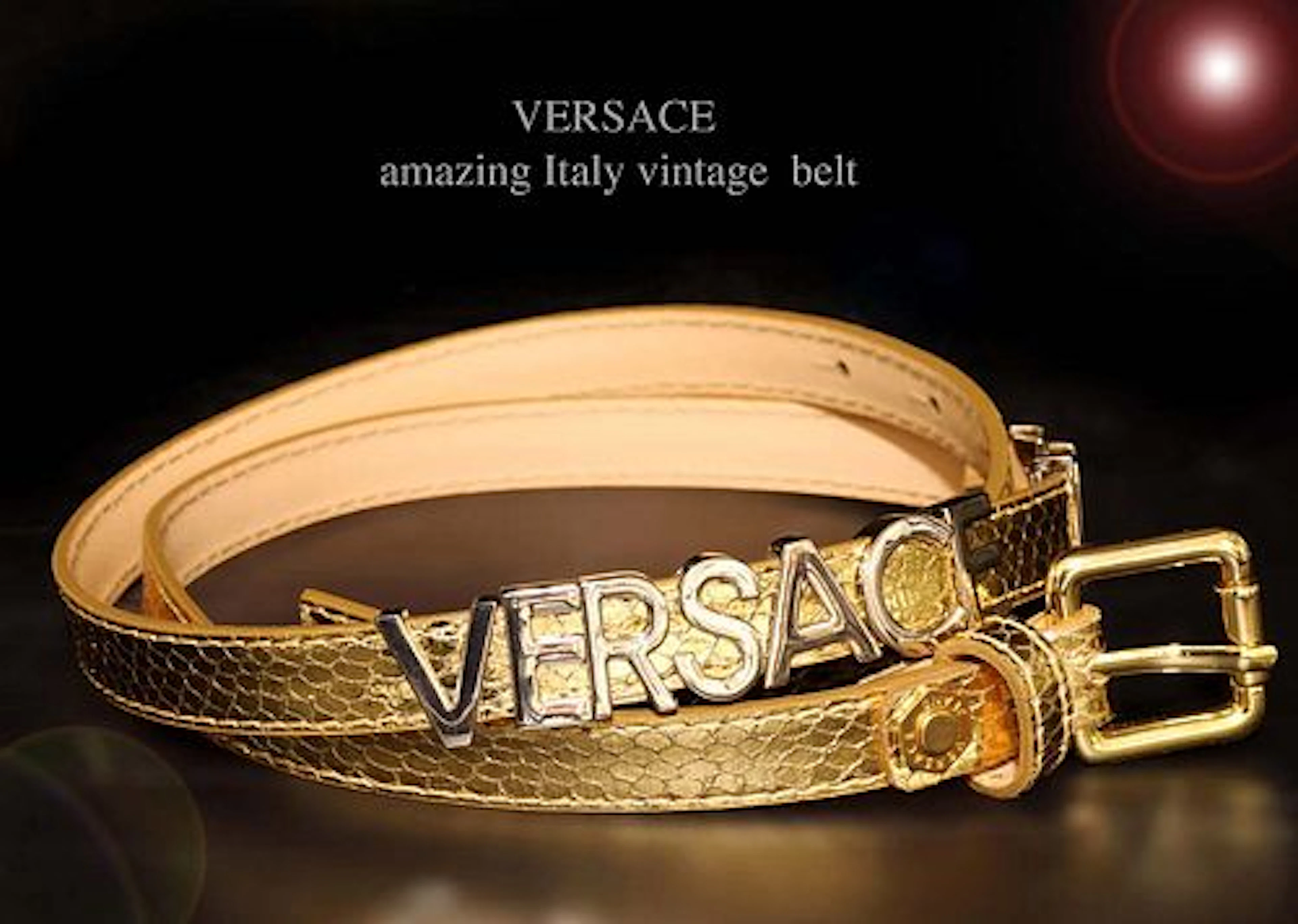A Vintage Italian Versace Gold Jeans Belt