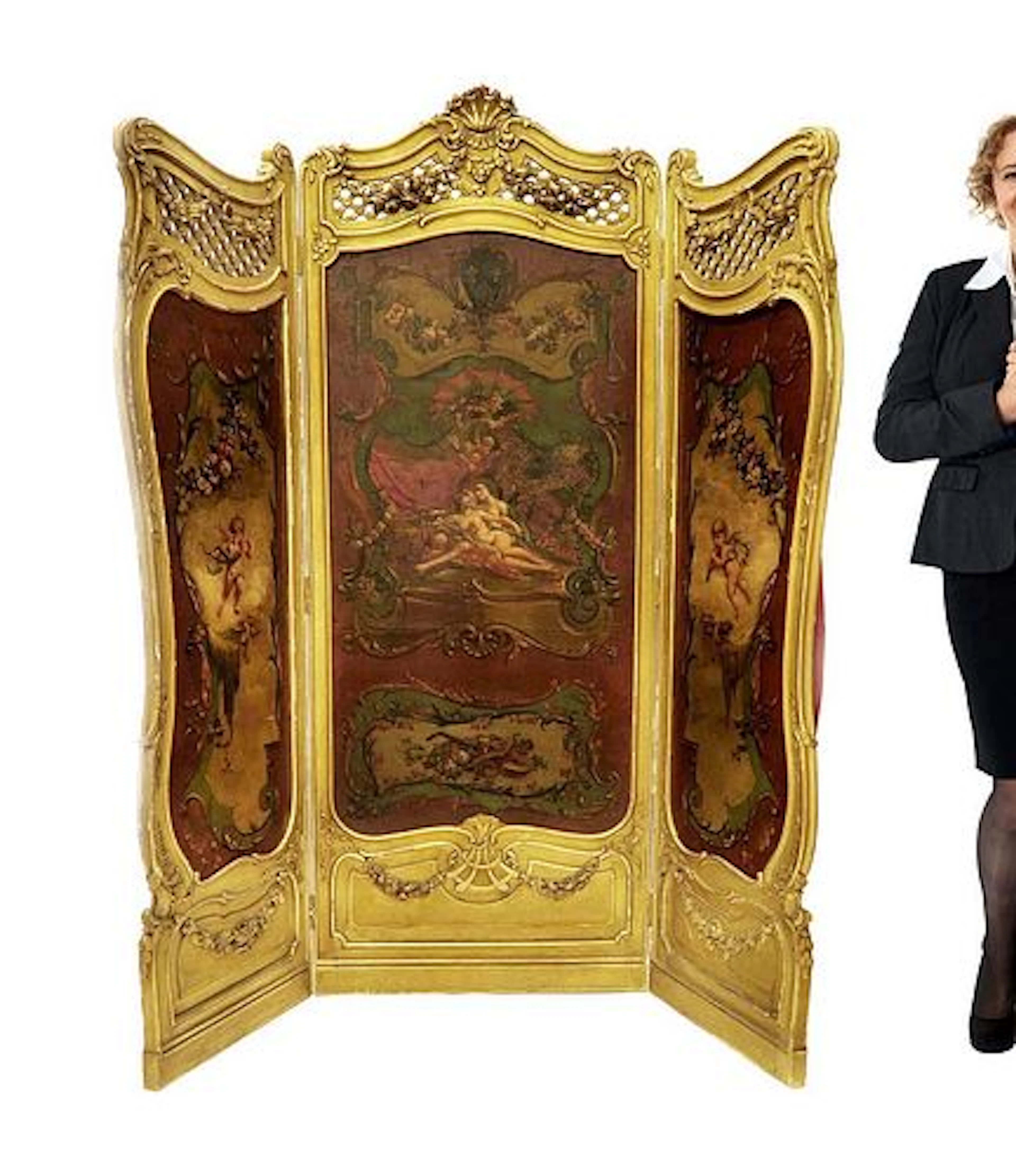 French 19th C. Louis XV 3 Panel Screen