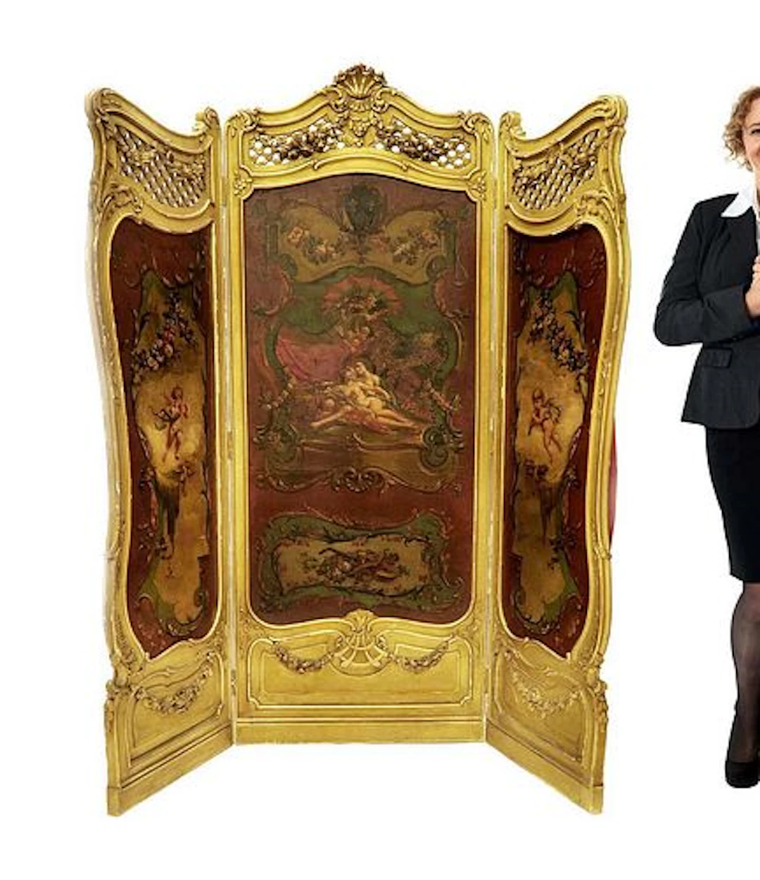 French 19th C. Louis XV 3 Panel Screen