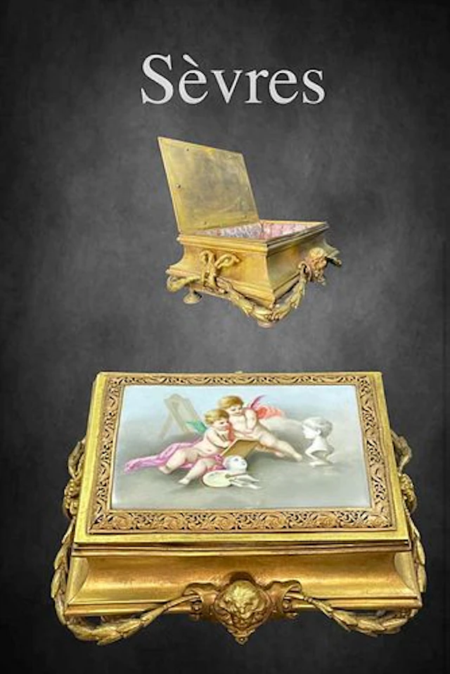 19th C. French Sevres Hand Painted Porcelain Plaque Mounted Figural
