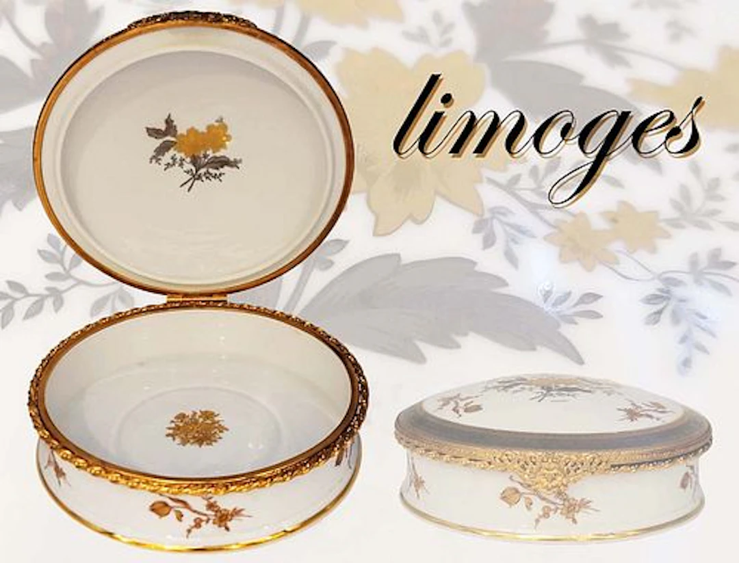 A Large Imperia Limoges Hand Painted Casket Box, Hallmarked