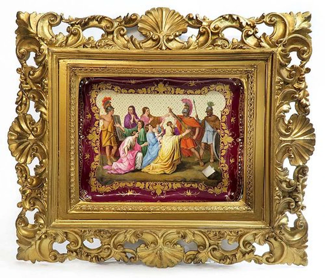 19th C. Large Royal Vienna Framed Tray / Plate