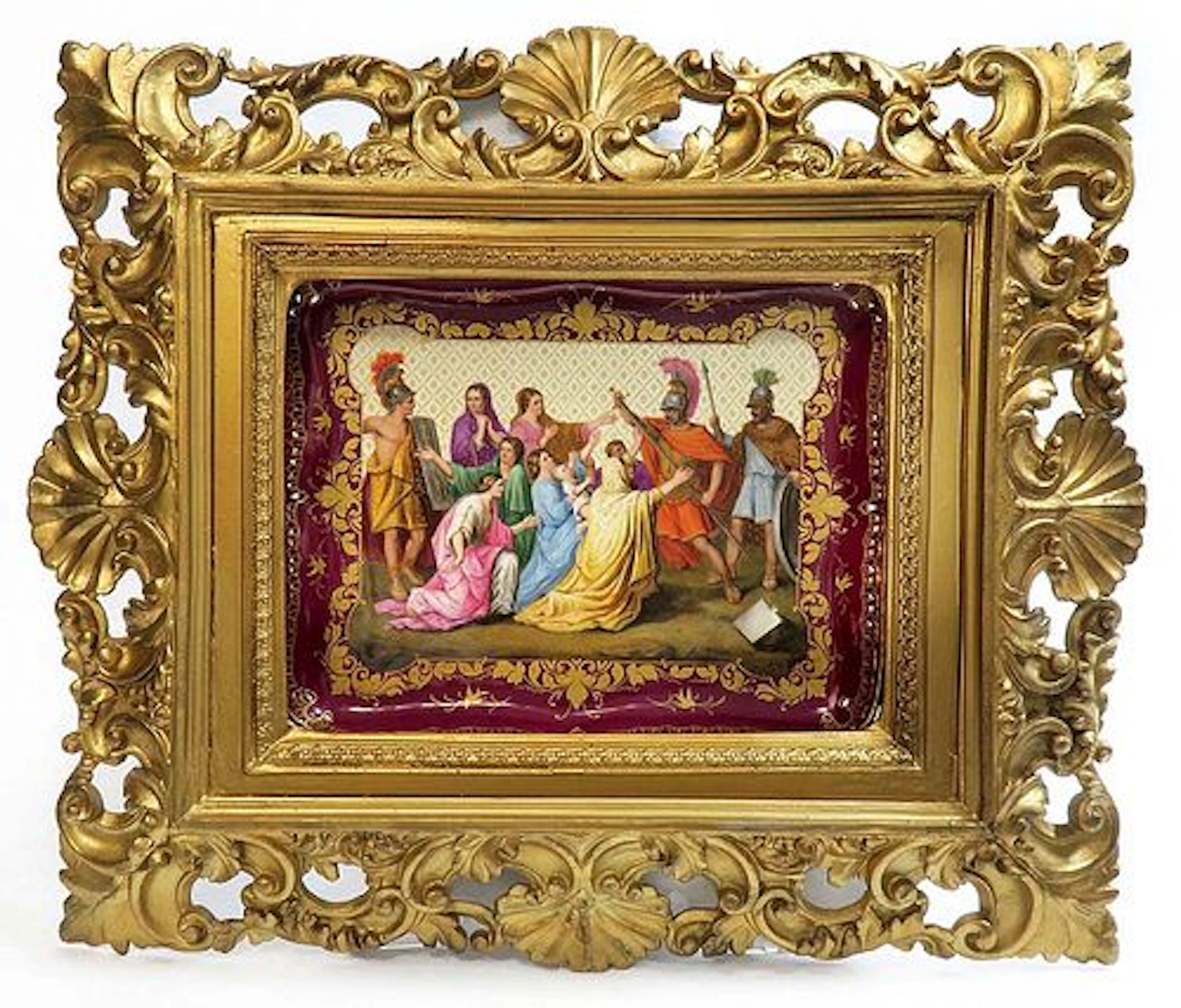 19th C. Large Royal Vienna Framed Tray / Plate