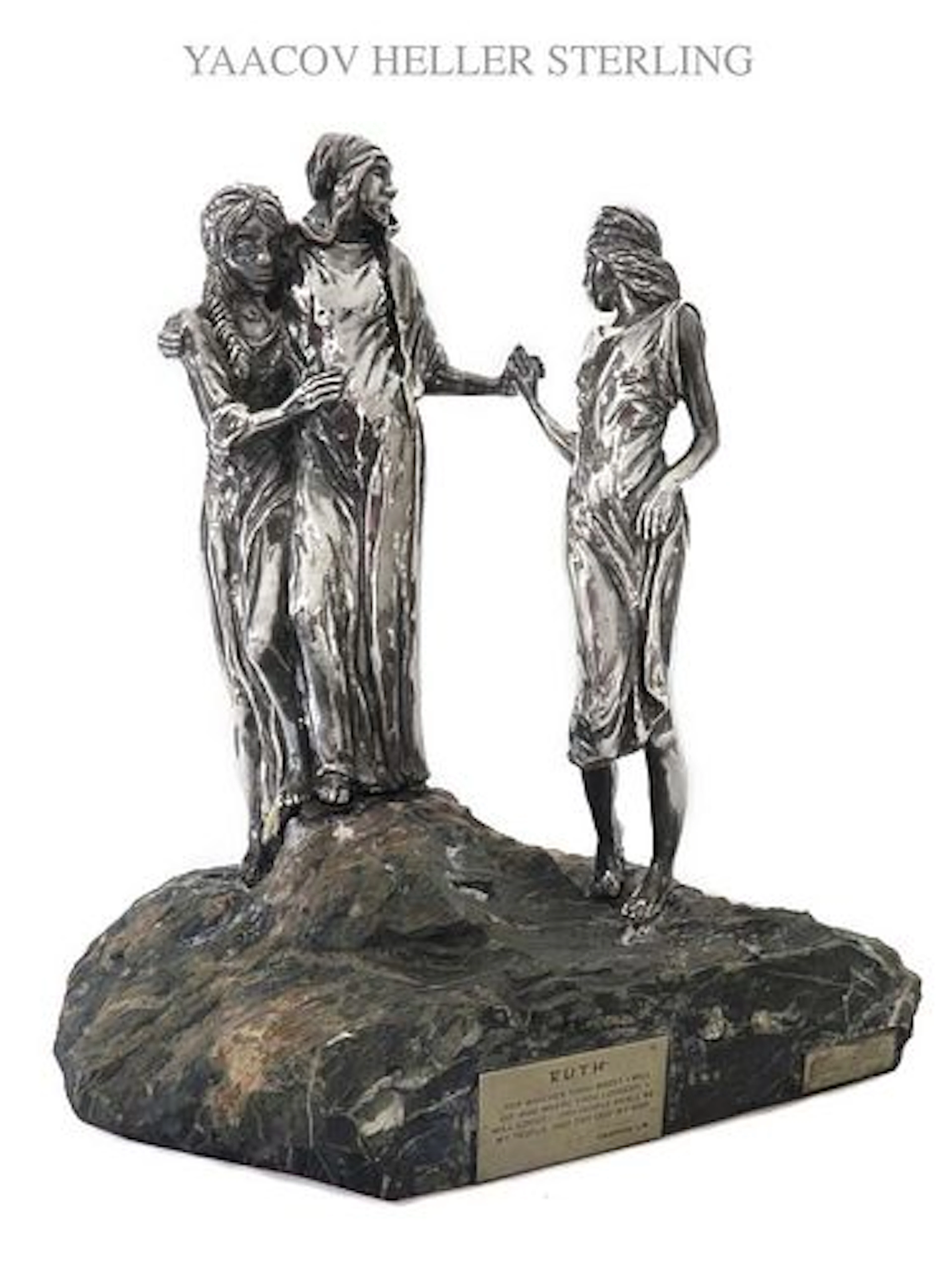 RUTH, YAACOV HELLER JUDAICA SILVER FIGURINE GROUP
