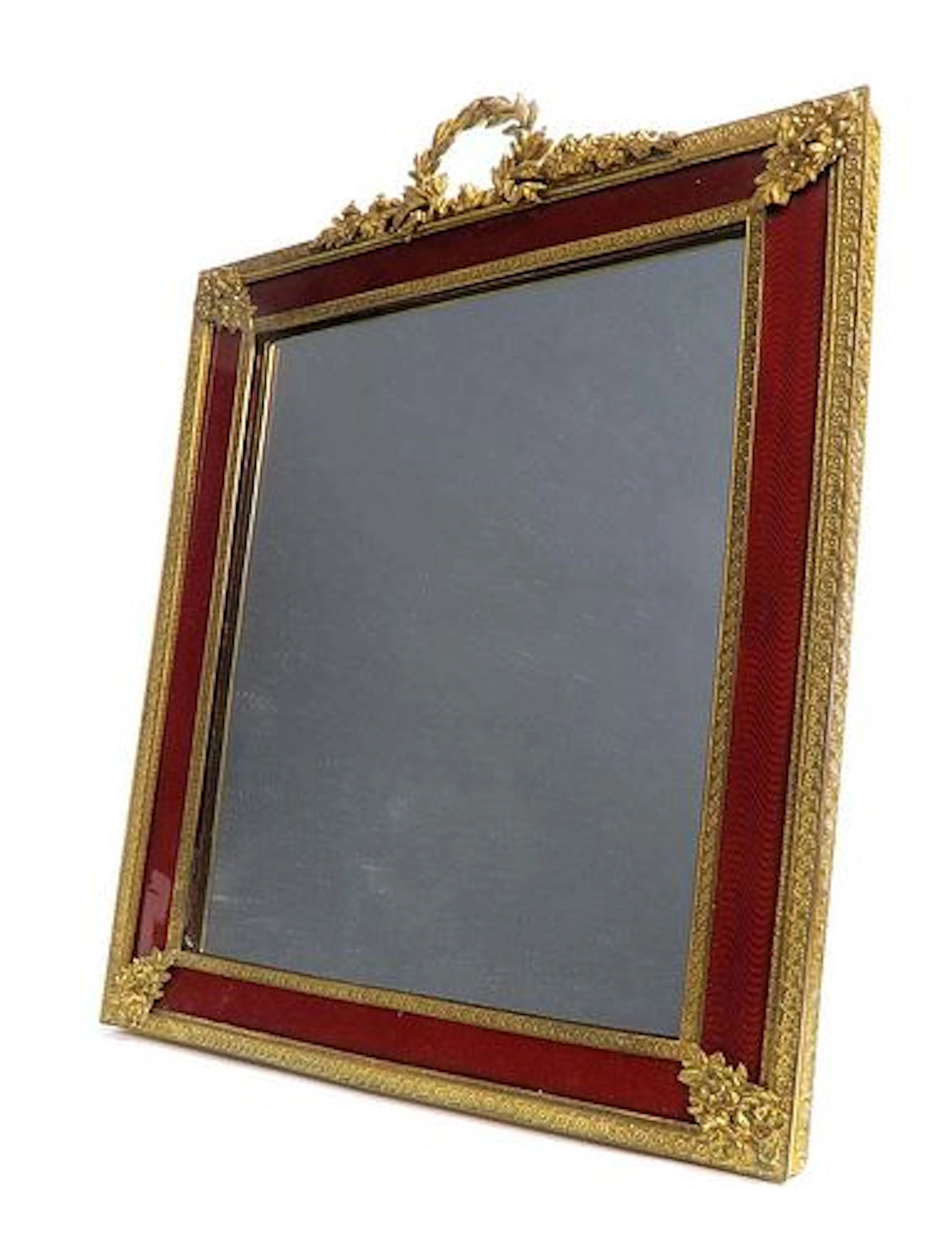 A Large 19th C. French Bronze & Enamel Frame/Mirror