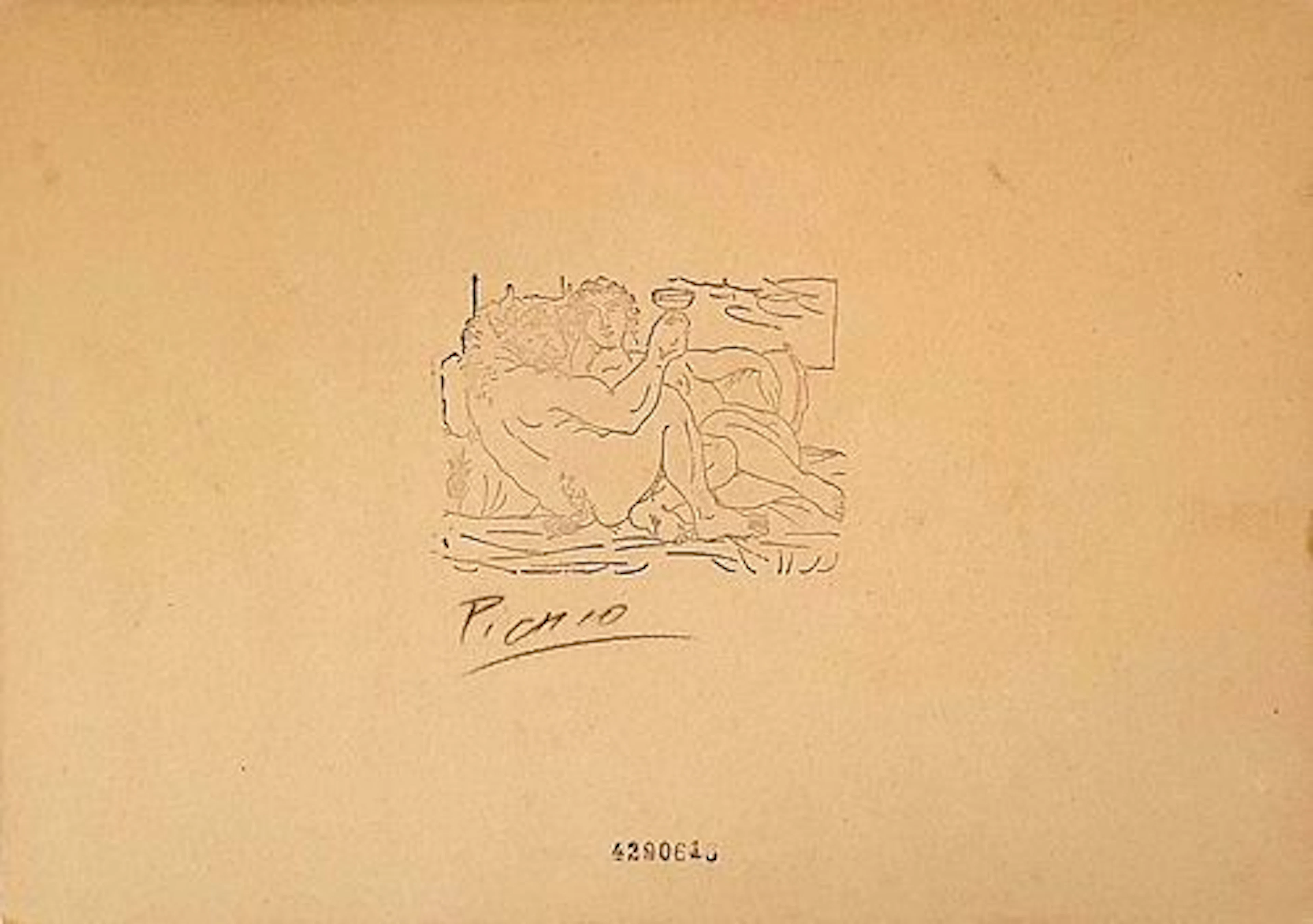 Minotauro Bebiendo y Mujer In Manner of PICASSO ETCHING Print