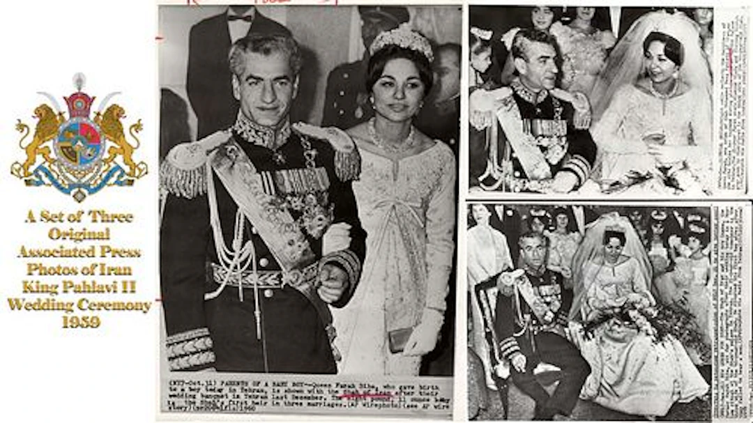A Set of Three Original AP Press Photos of Iran King Pahlavi II Wedding