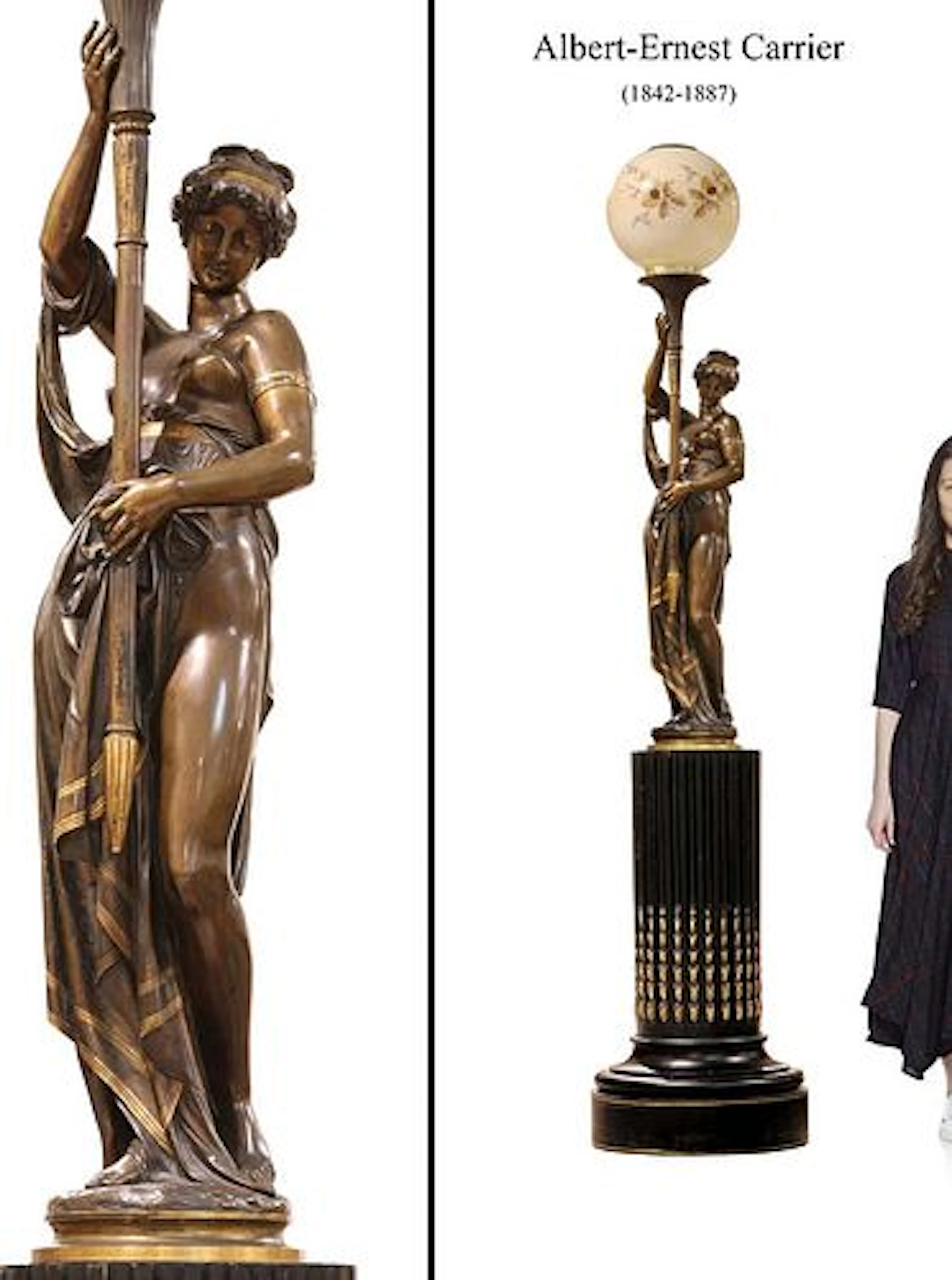 A 19th C. Albert-Ernest Carrier-Belleuse (1824-1887) Signed Torchiere Sculpture