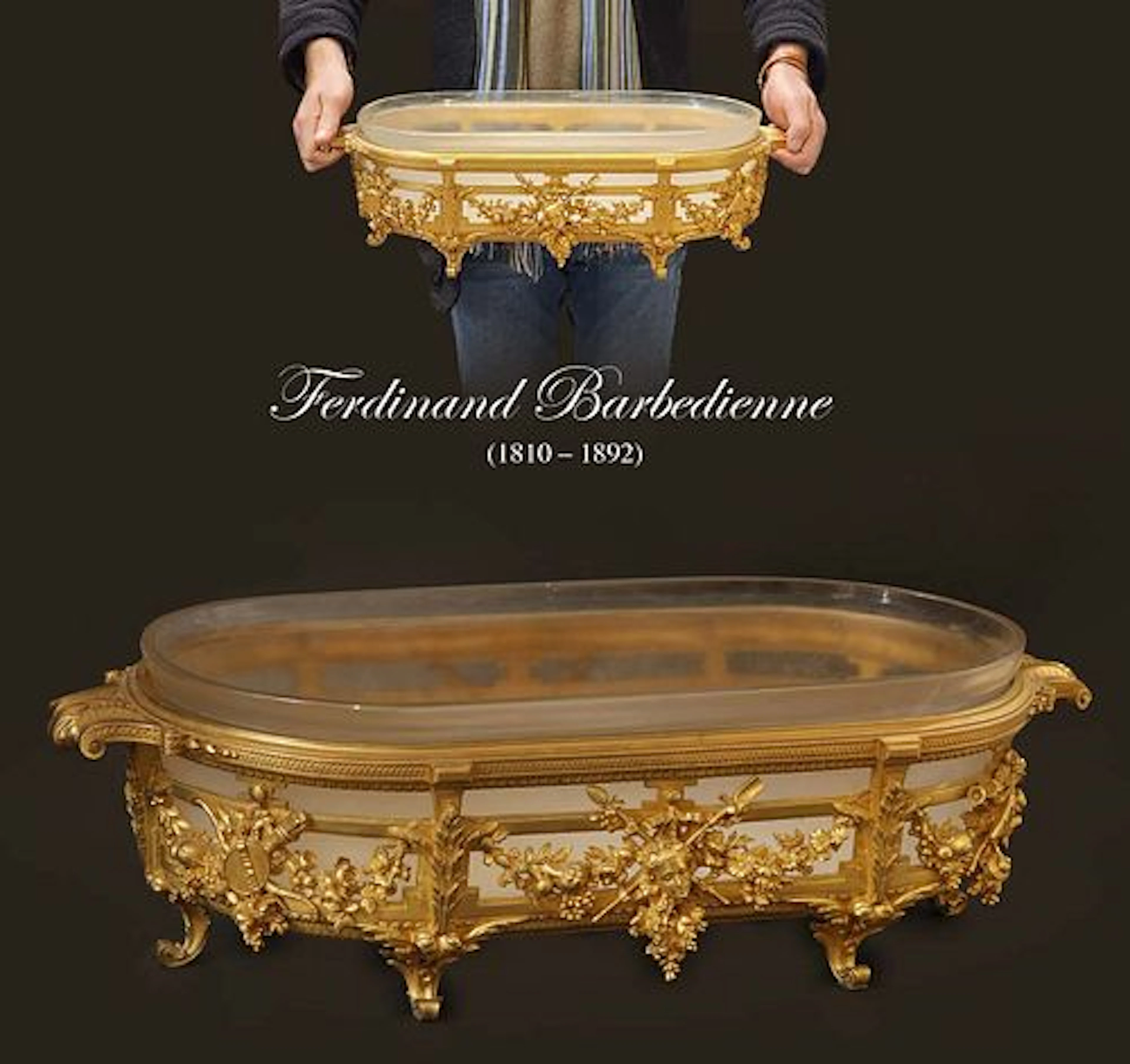 A Large 19th C. French F. Barbedienne Figural Bronze Centerpiece, Signed