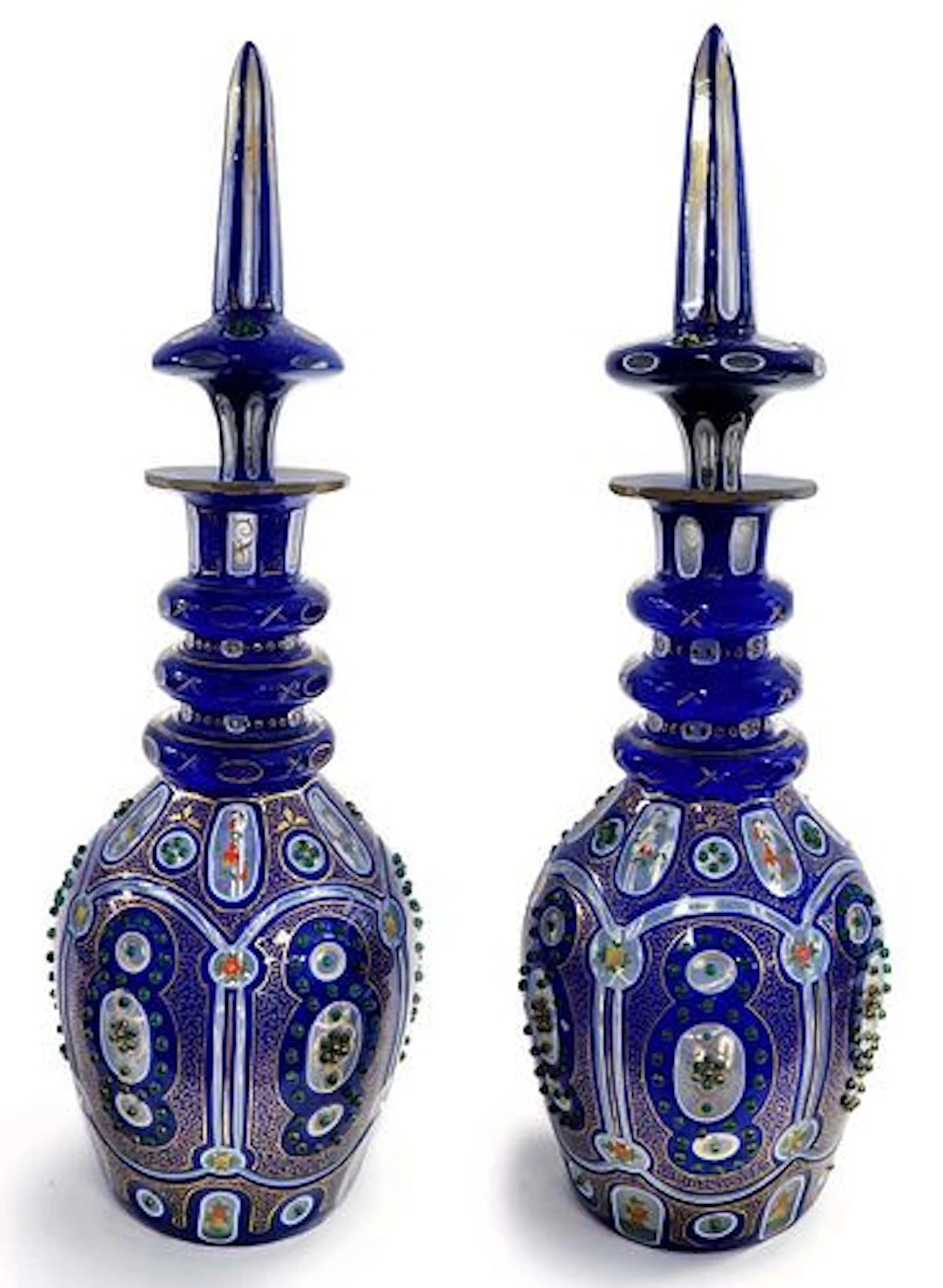 19th C. Persian Qajar Bohemian Ruby Cut-Glass Decanter