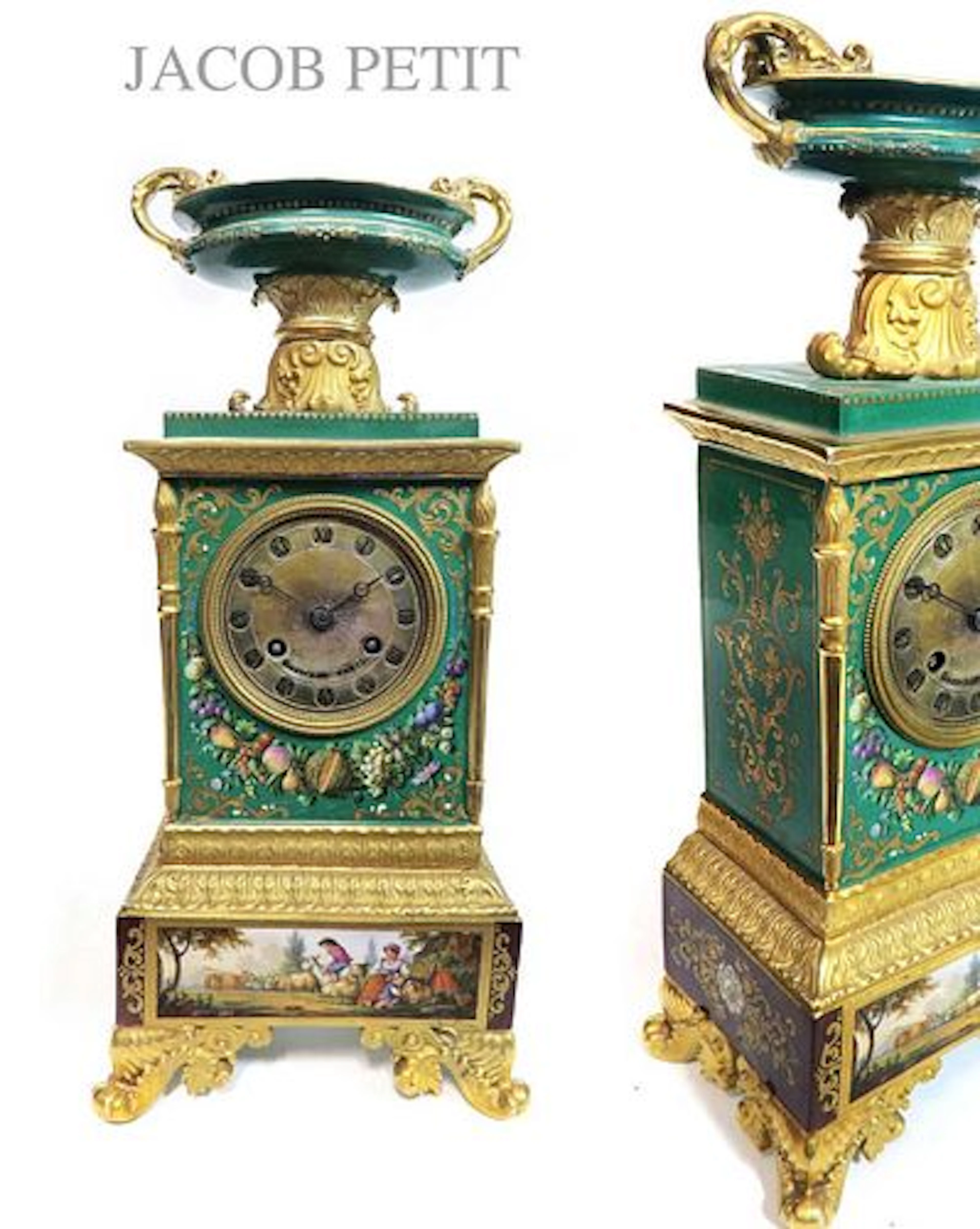 19TH C. FRENCH JACOB PETIT PORCELAIN MANTEL CLOCK