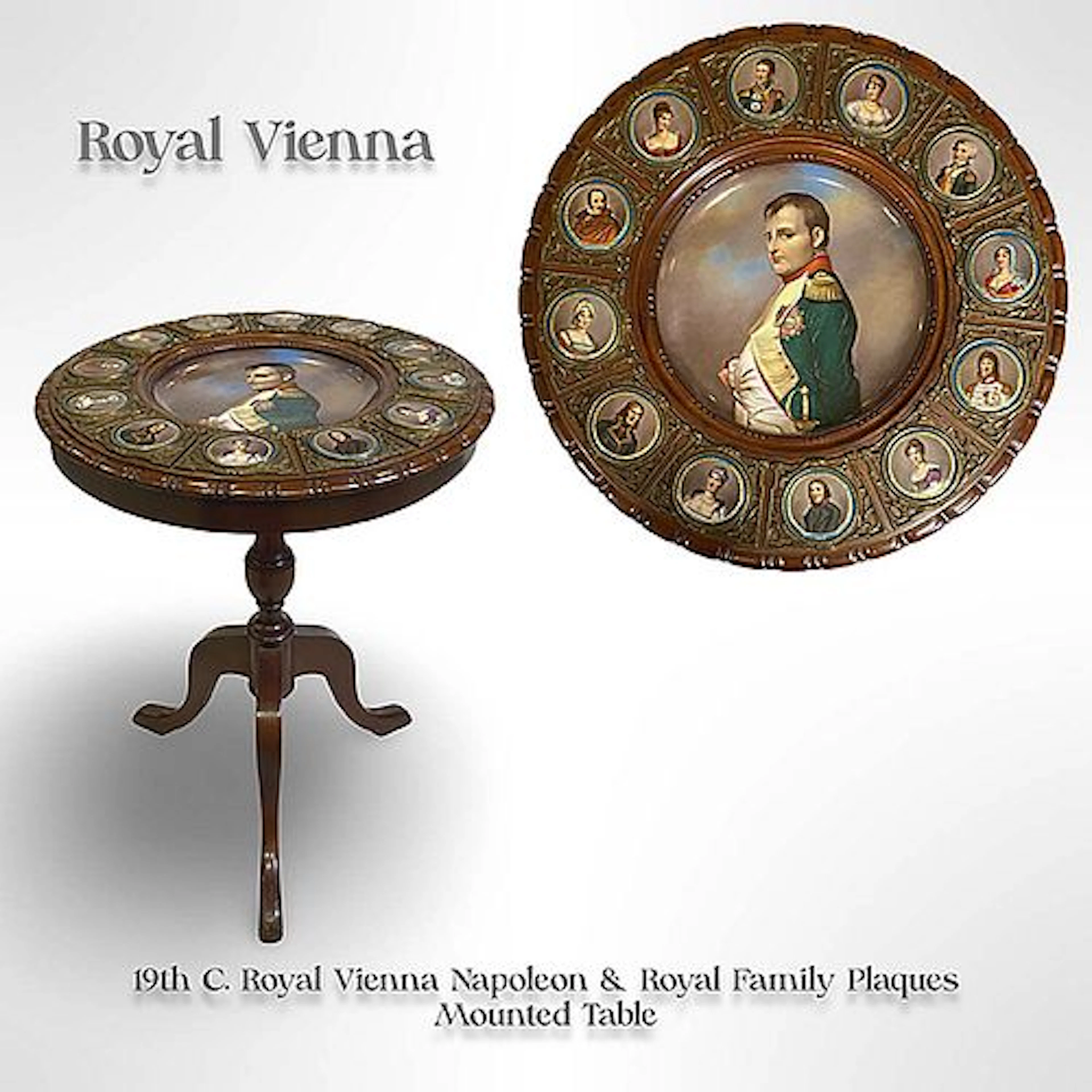 19th C. Royal Vienna Hand Painted Napoleon & Royal Family Portrait