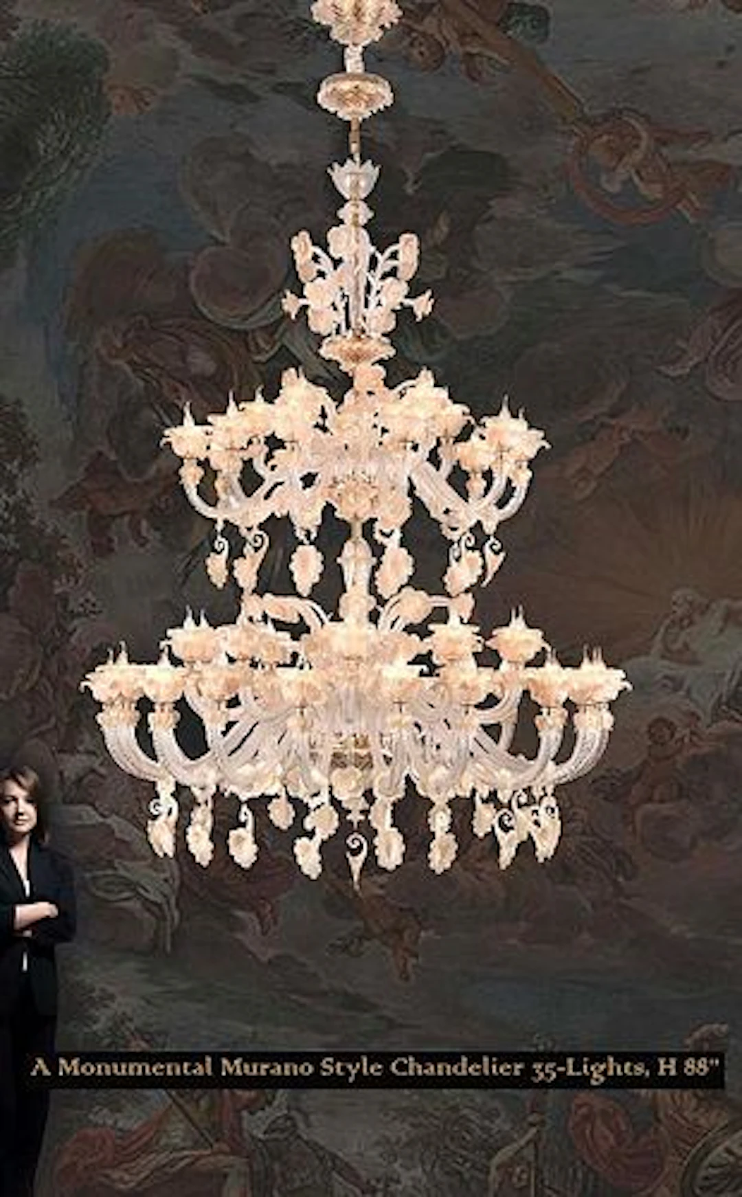 A Monumental Murano Style Chandelier 35-Lights, H 88"
