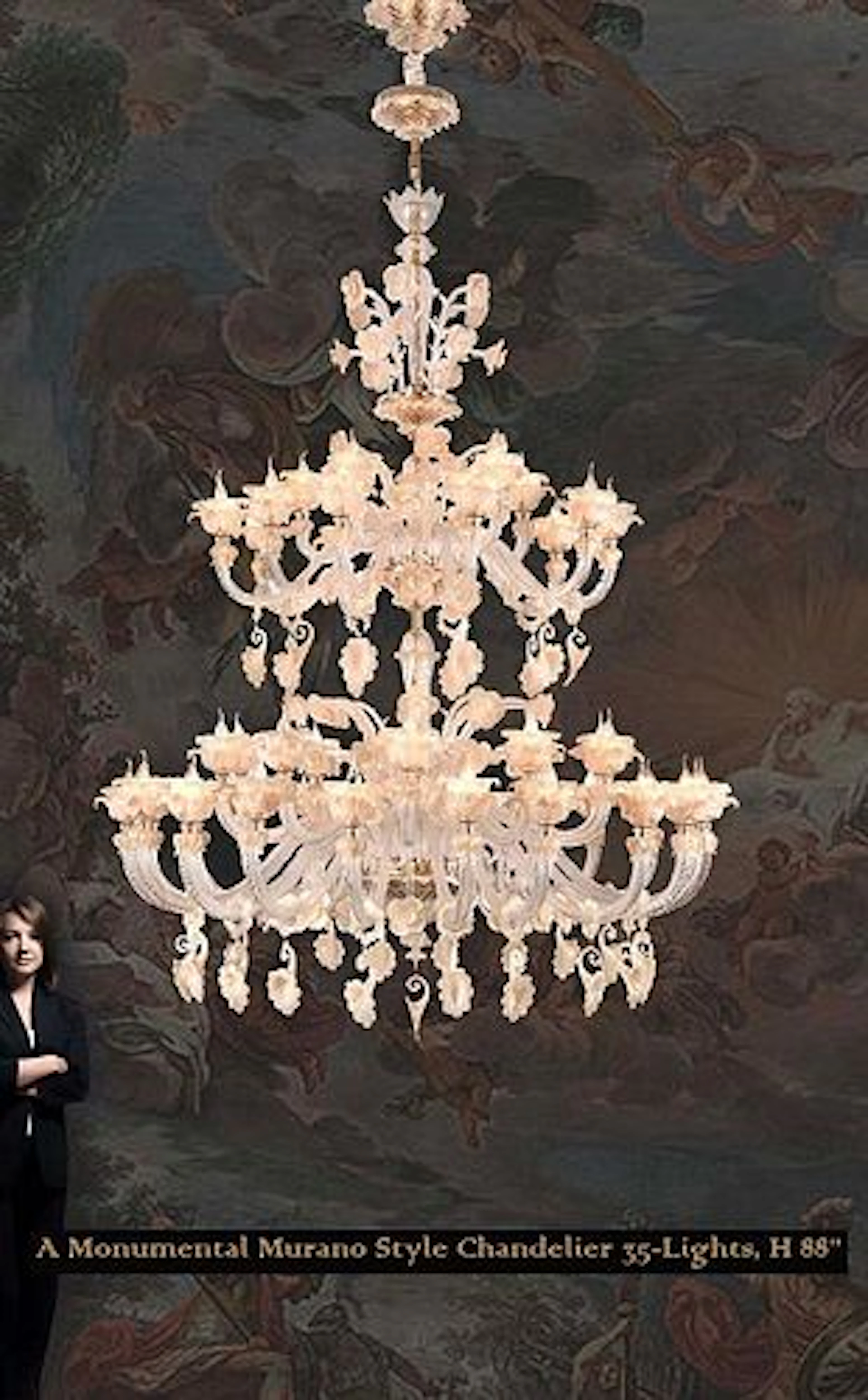 A Monumental Murano Style Chandelier 35-Lights, H 88"