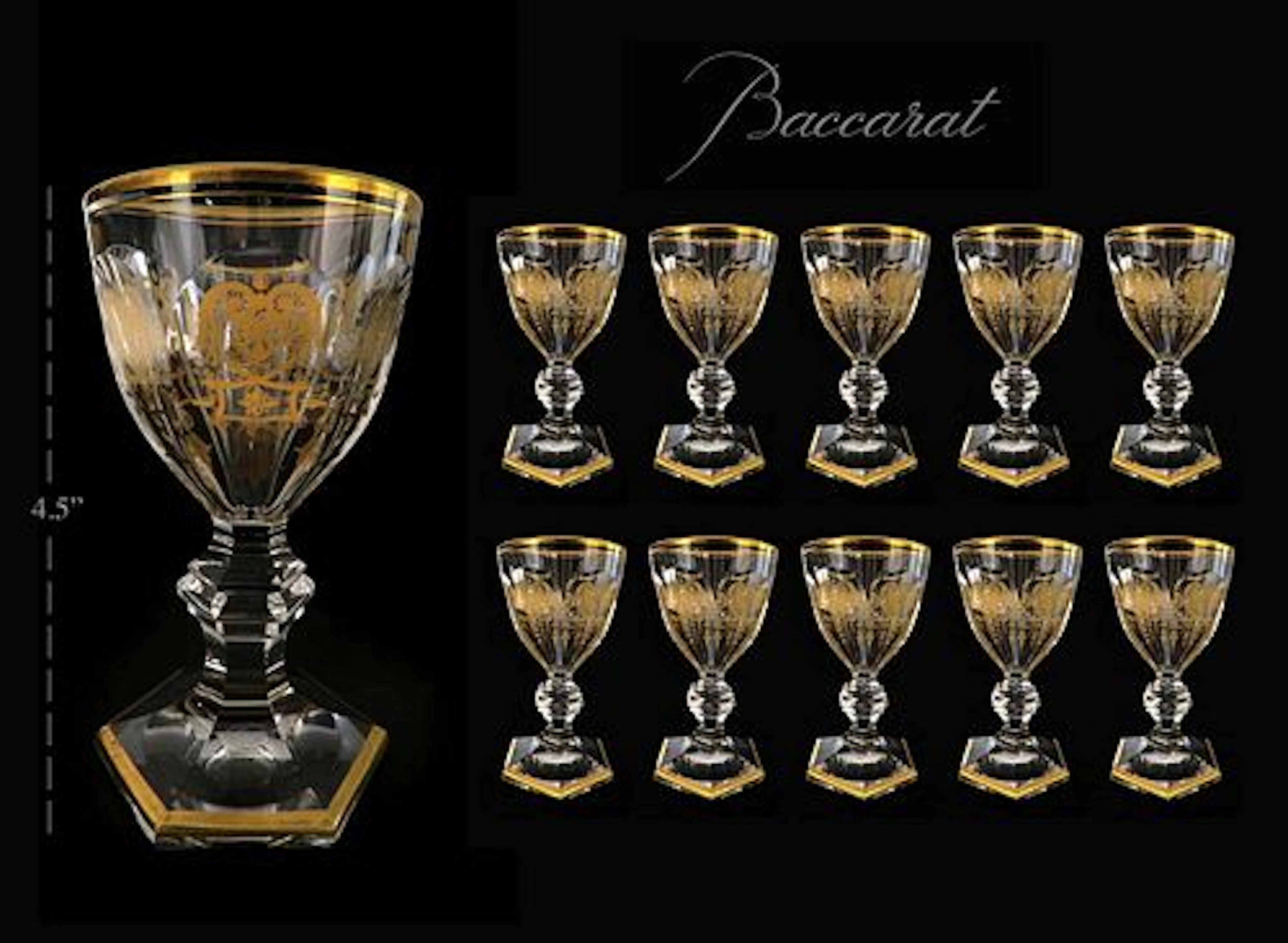 Set of 10 Sherry Stems Genuine Baccarat Crystal, 19th C