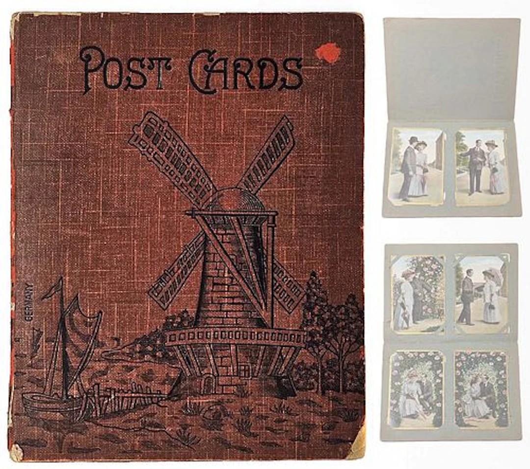 A 20th Century Vintage Romance Post Cards Album, Set of 14 Pieces