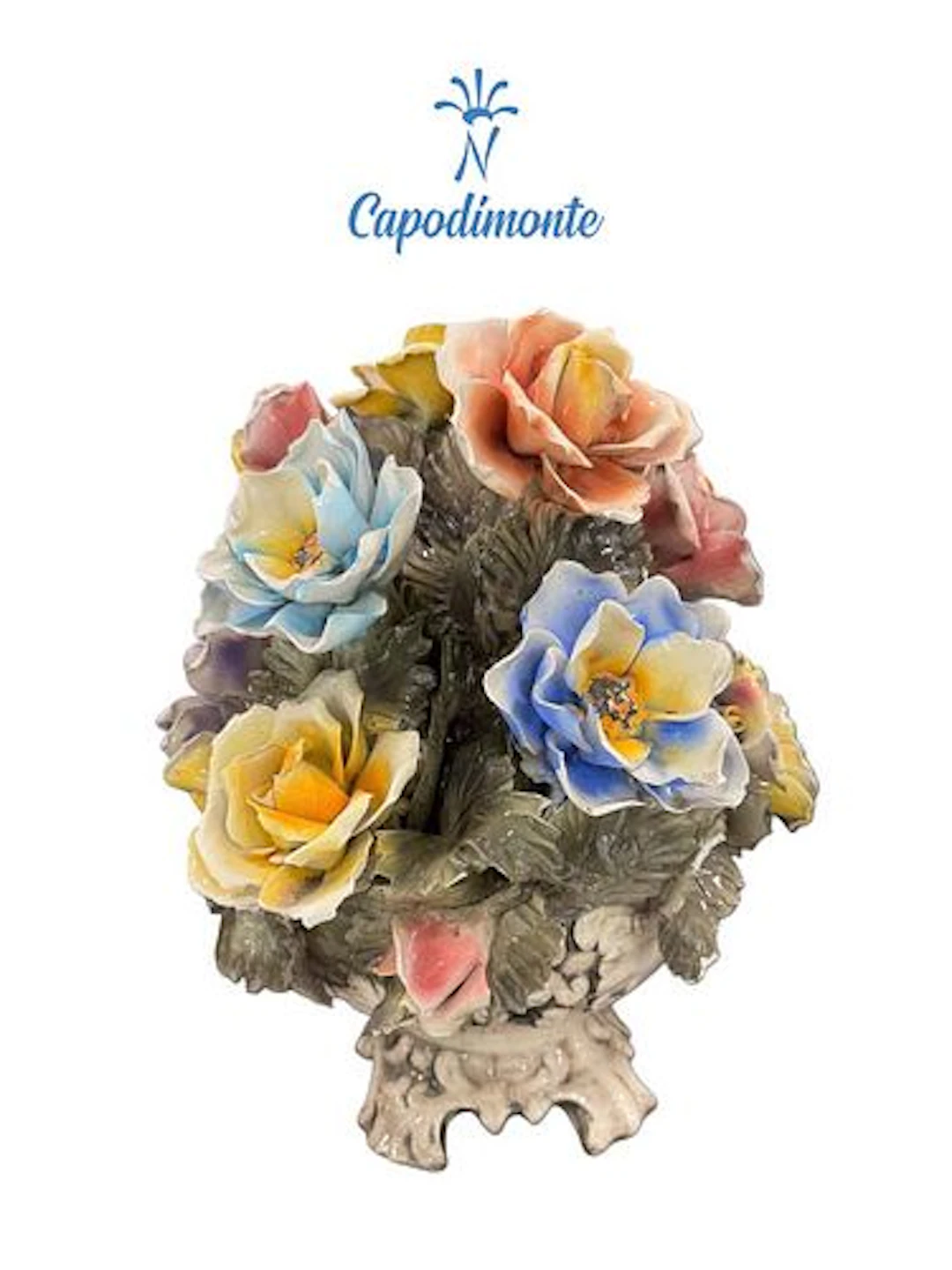 A Large Italian Capodimonte Hand Painted Porcelain Bouquet