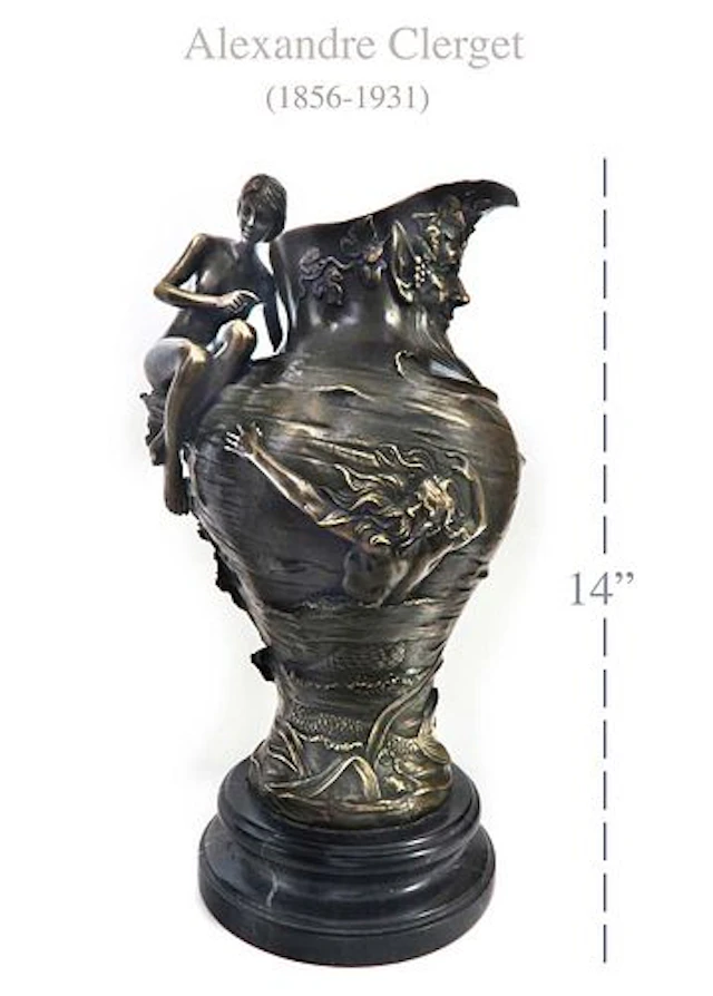 Art Nouveau Bronze Figural Pitcher By Alexandre Clerget