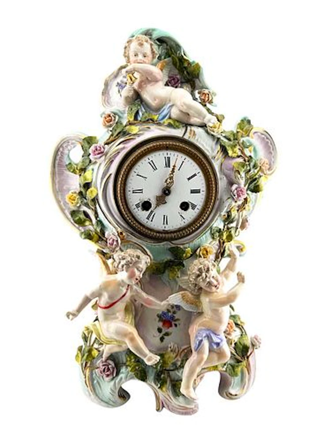 A 20th C. German Sitzendorf Porcelain Lentzkirch Clock