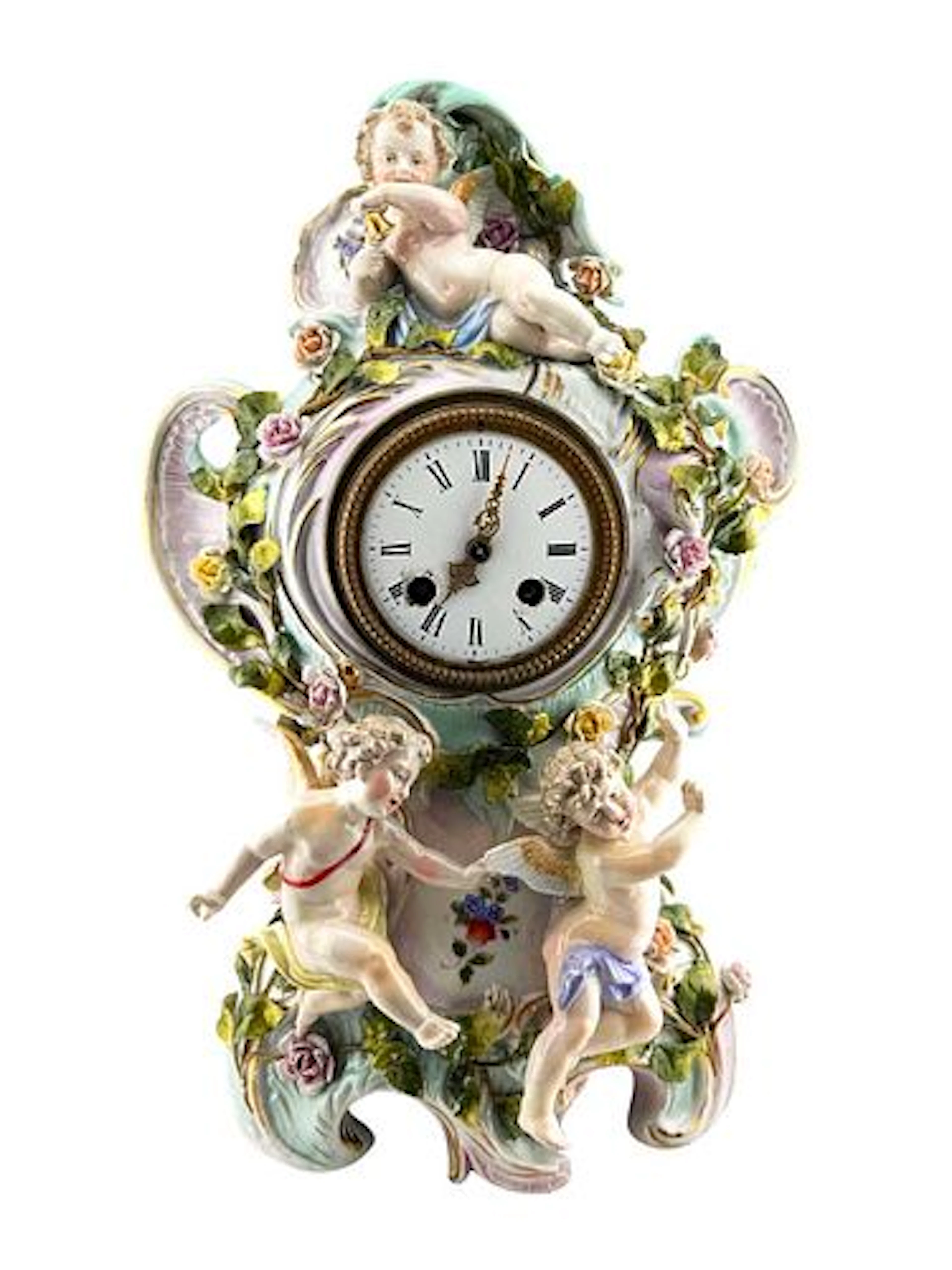 A 20th C. German Sitzendorf Porcelain Lentzkirch Clock