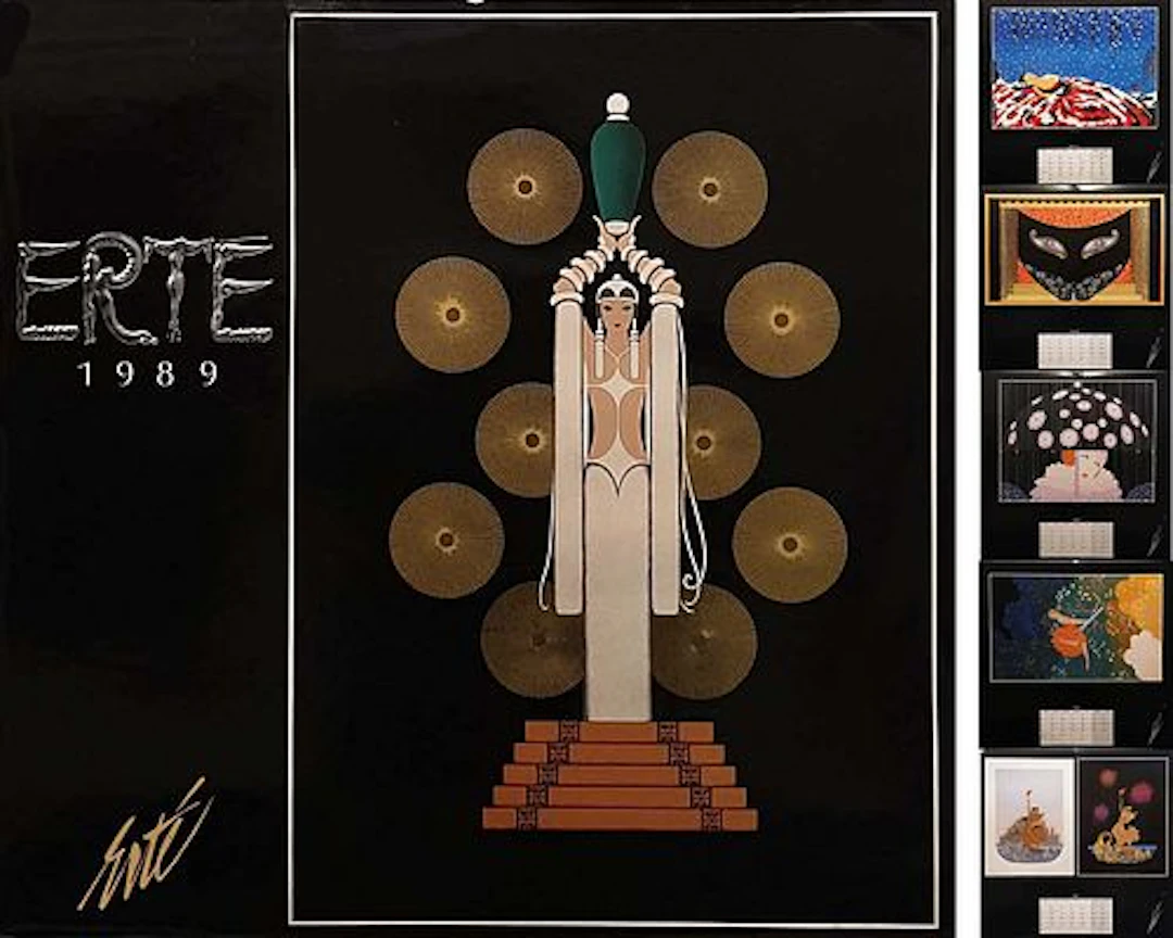 A Vintage ERTE 1989 Lithograph Wall Calendar, 12 Pages