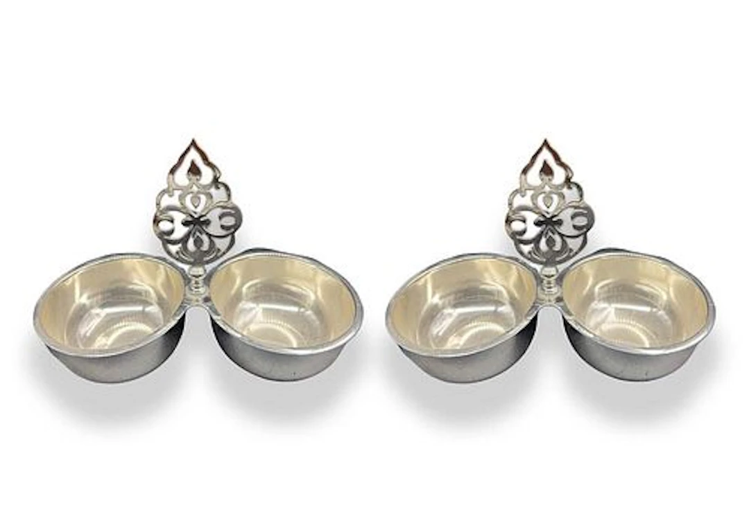 A Pair of Continental Silver-Plated Candi Bowls