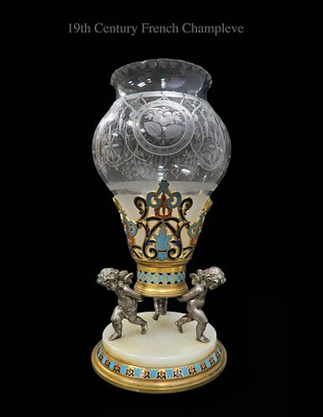 A French Champleve Figural Vase, 19th C.