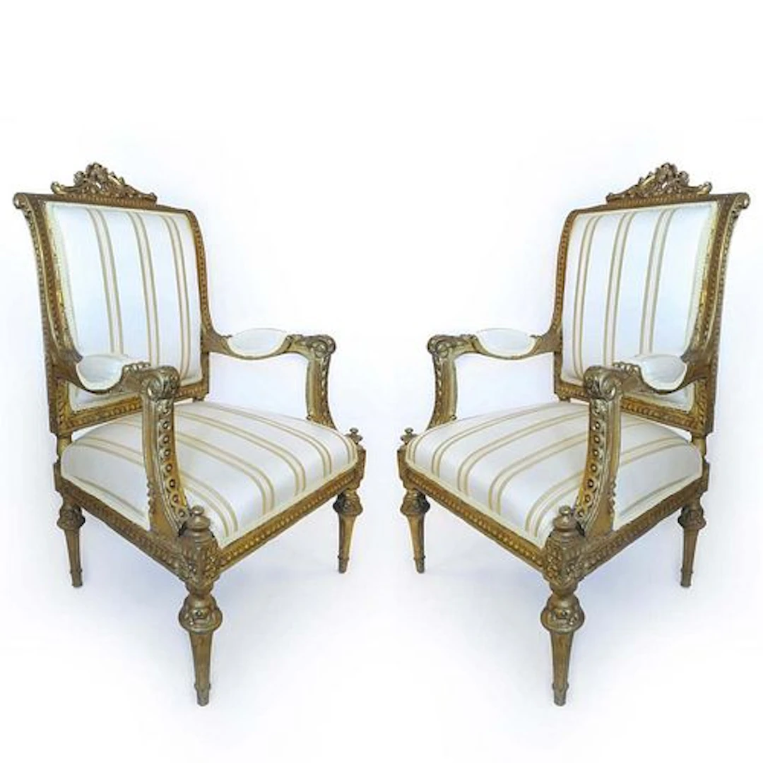 19th C. Pair of French Napoleon III Arm Chairs