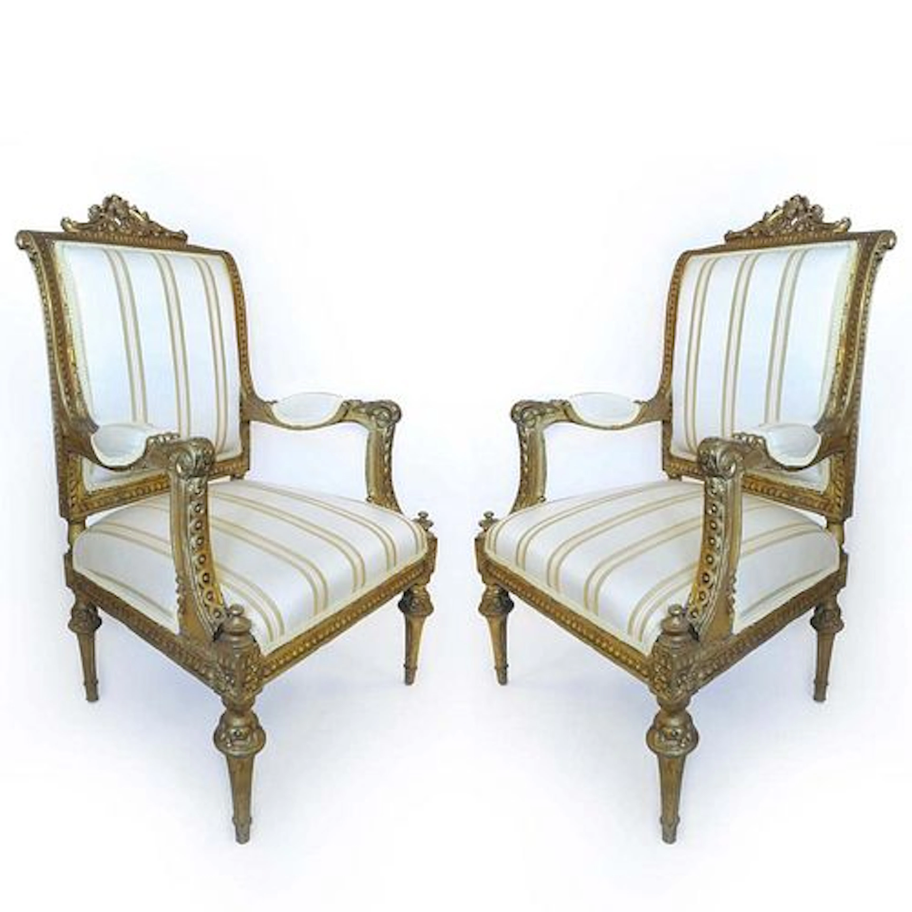 19th C. Pair of French Napoleon III Arm Chairs
