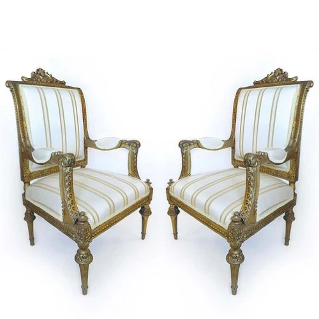 19th C. Pair of French Napoleon III Arm Chairs