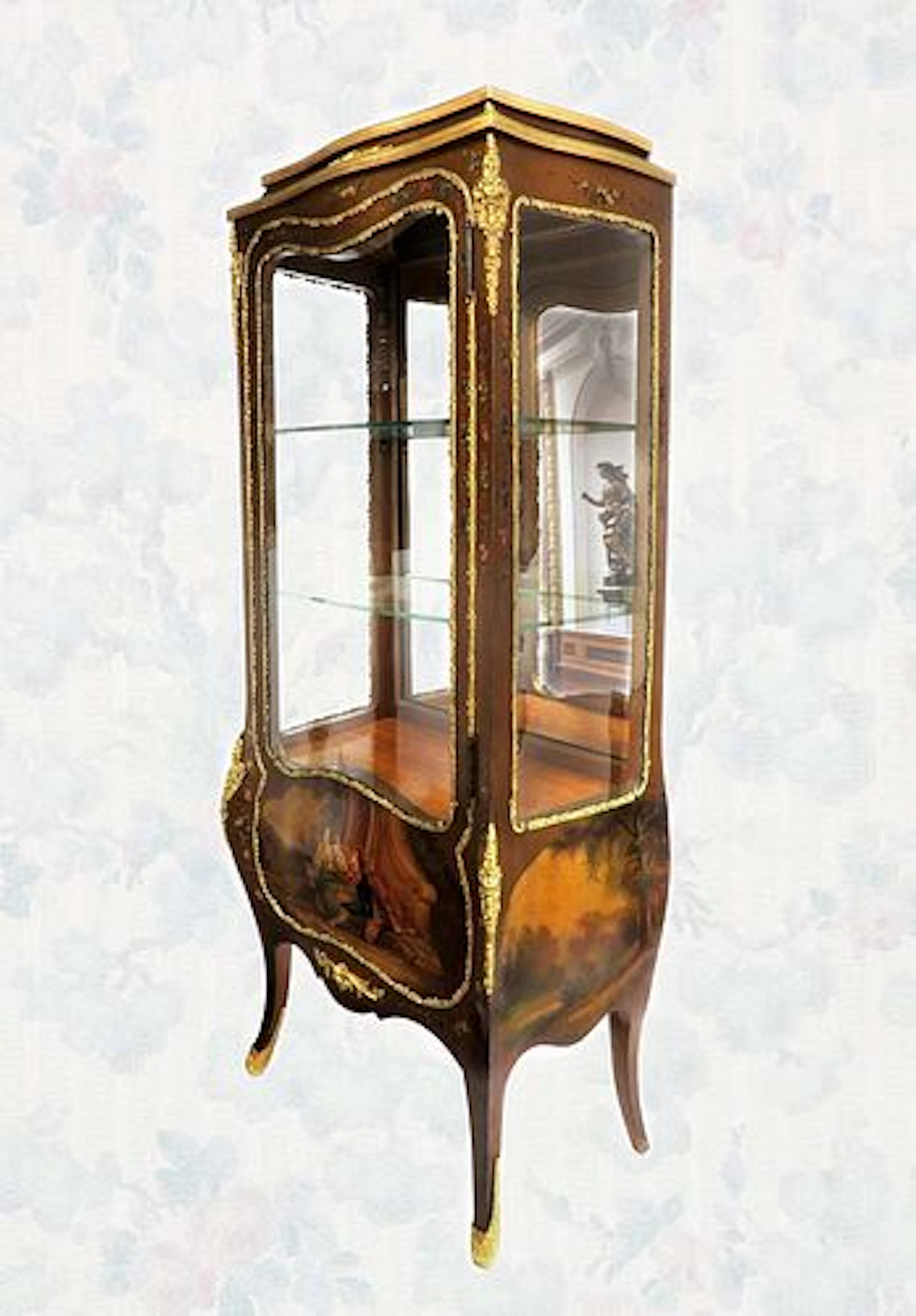 19th C. French Vernis Martin Vitrine Cabinet