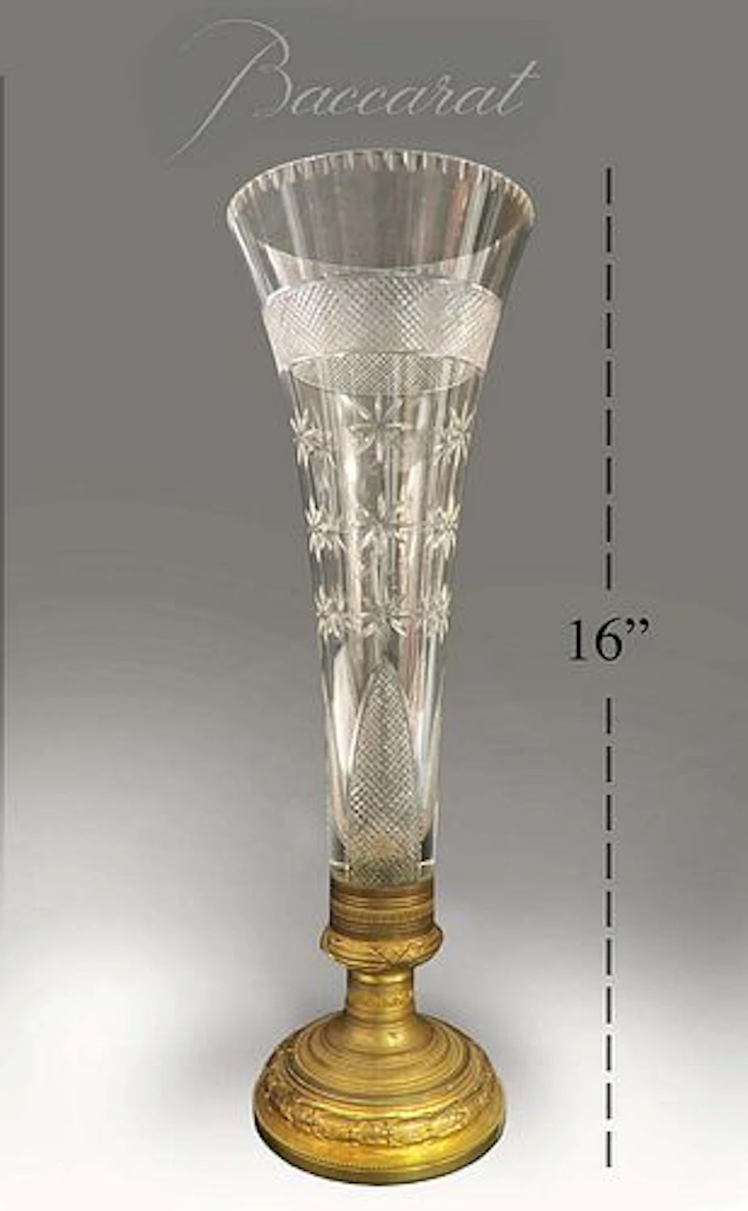 19th C. French Baccarat Crystal & Bronze Vase