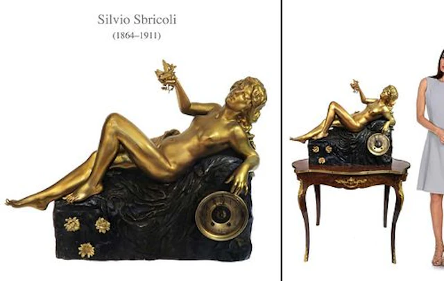 A Large Art Nouveau French Orientalist Bronze Clock