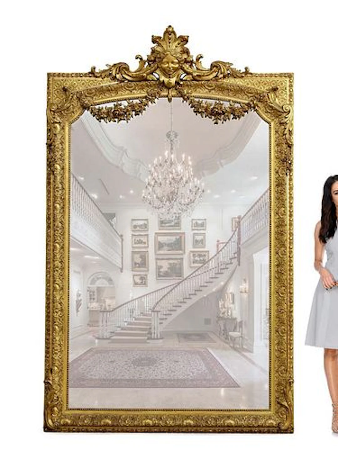 A Monumental 19th C. French Figural Gold Leaf Mirror