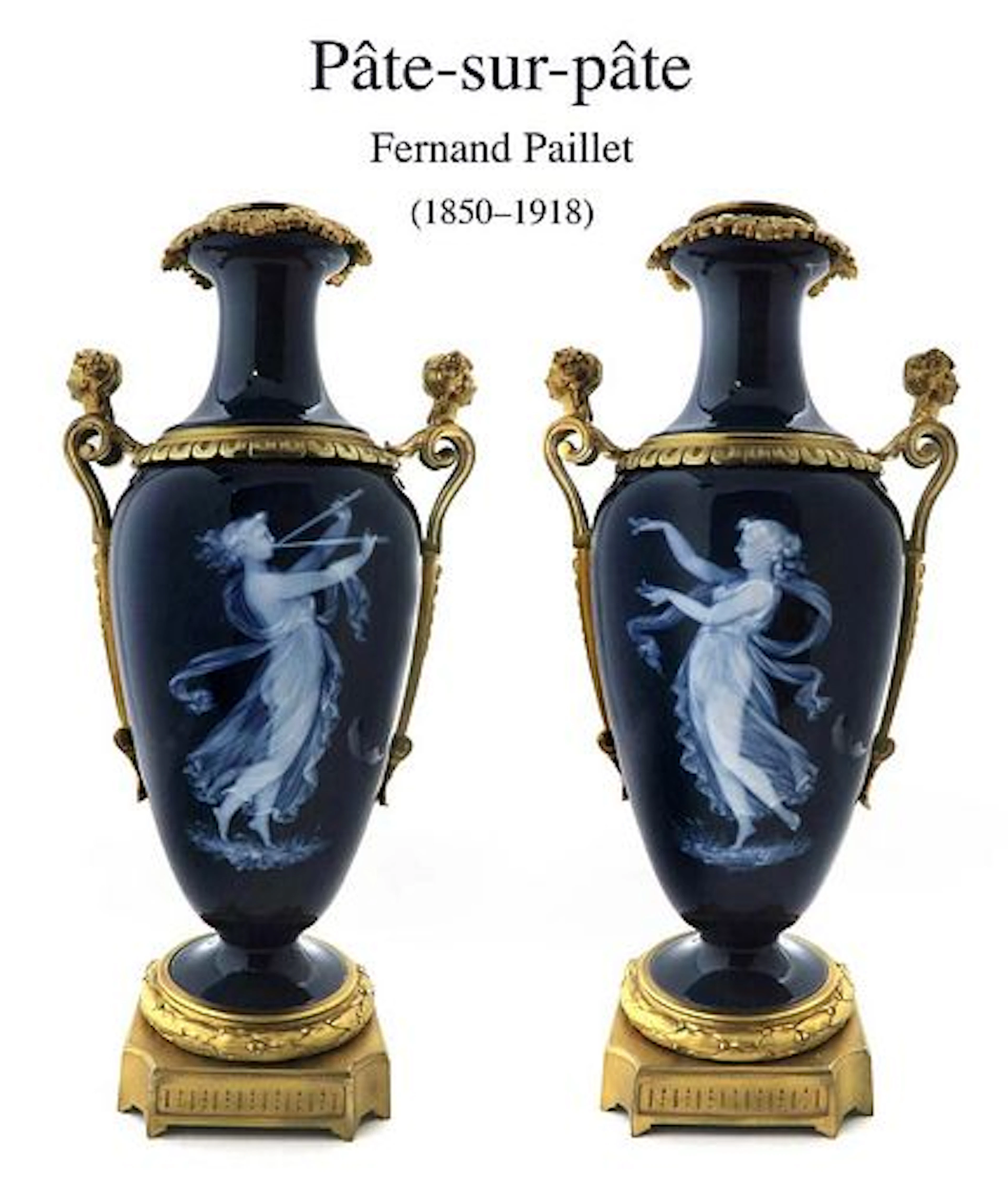 A Pair of Bronze PATE-SUR-PATE Vases by Fernand Paillet