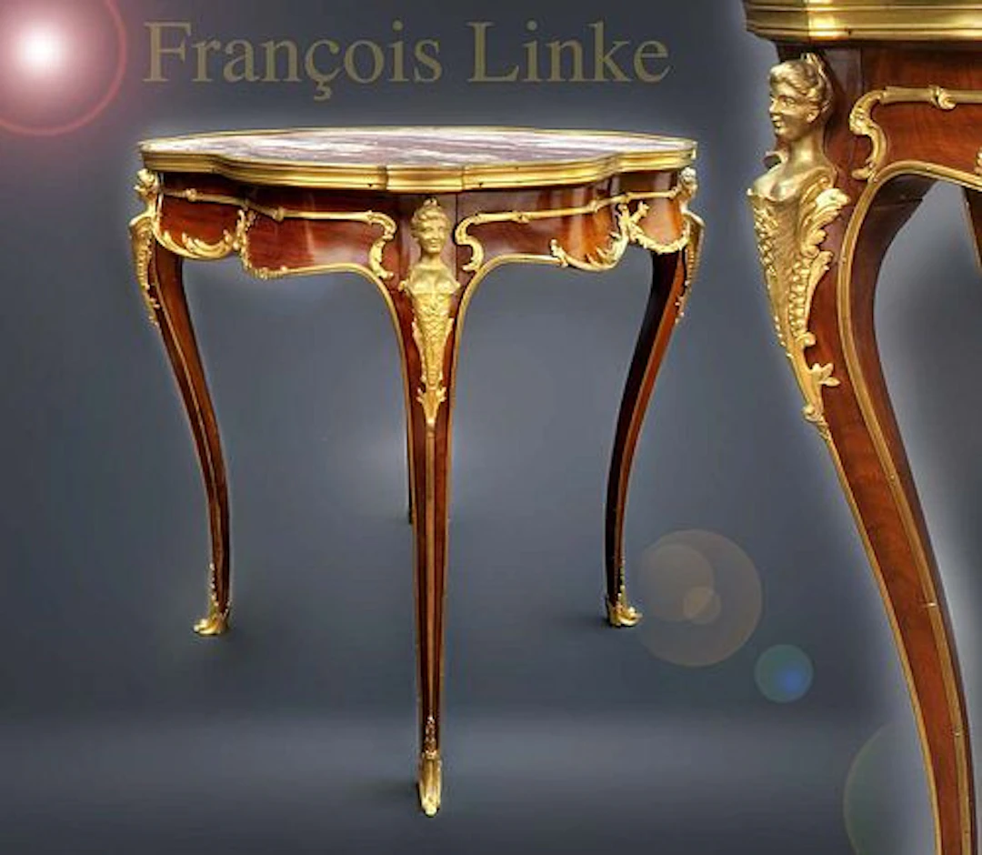 19th C. Francois Linke Gilt Bronze Marble Center Table