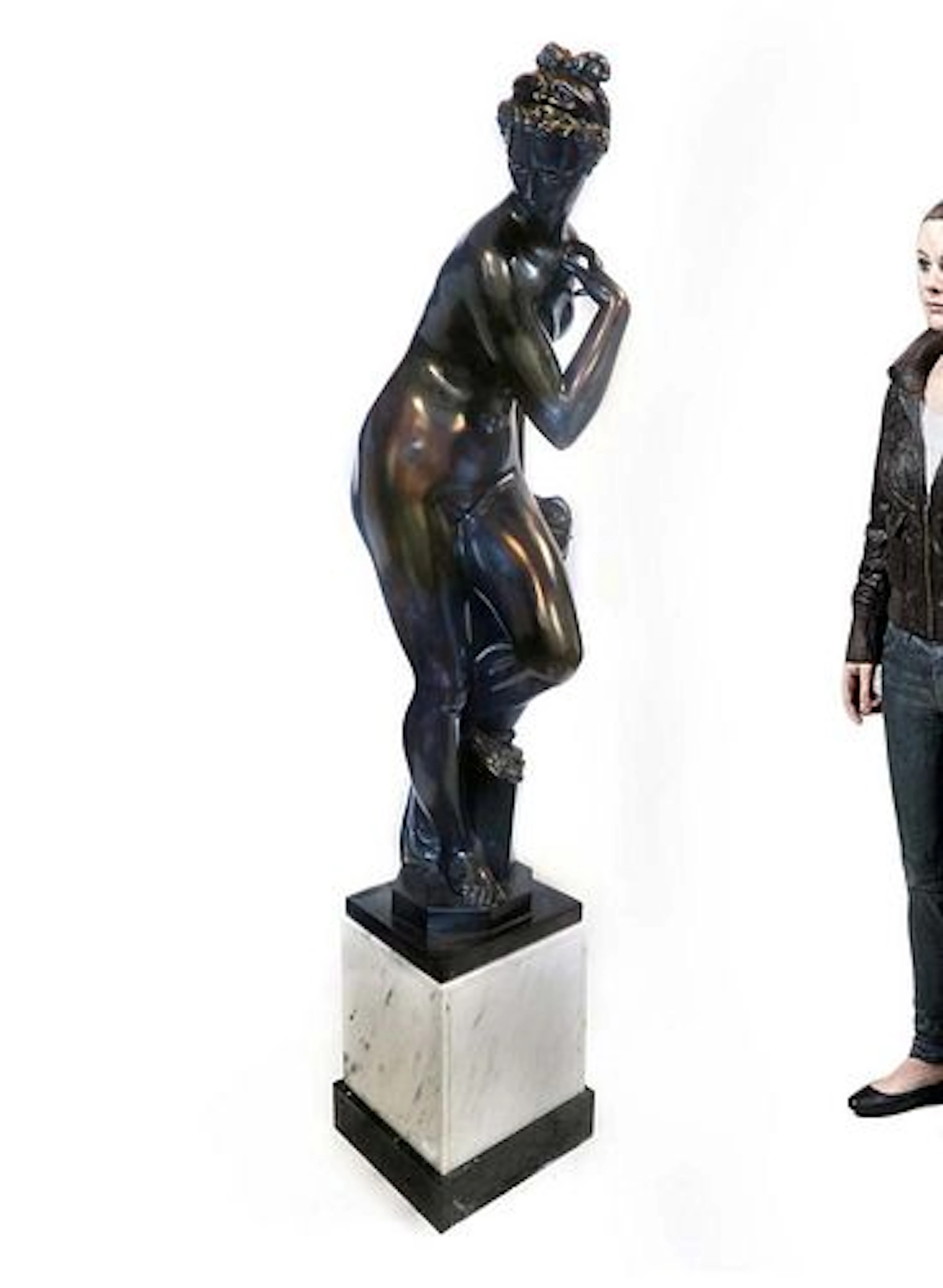A Monumental 19th C. Bronze Sculpture with Marble Base