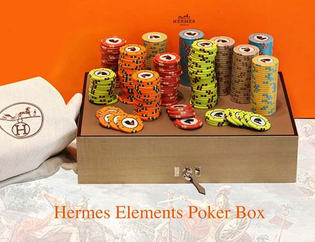 A French Hermes Elements Poker Chips W/ Sycamore Box