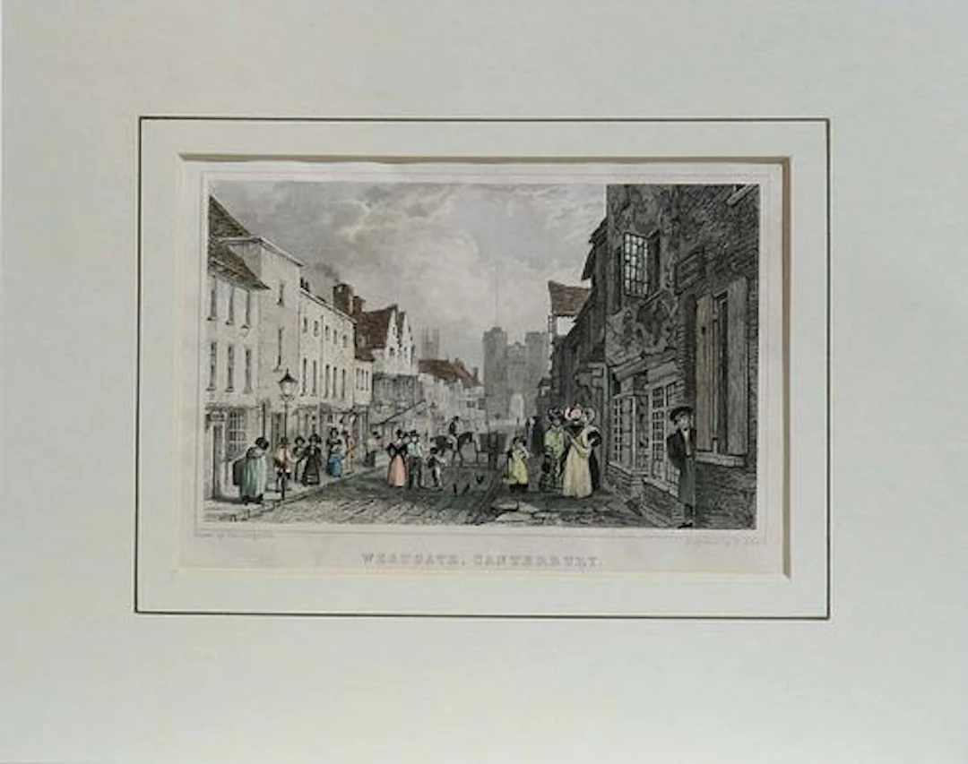19th C. Westgate Canterbury engraved by H.Adlard