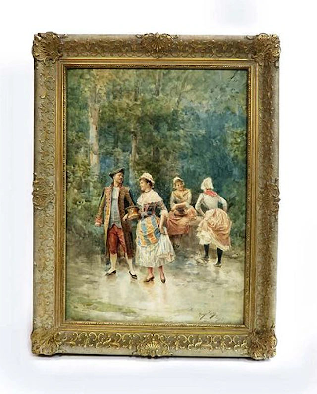 Watercolor Painting By Mariano Alonso Perez, Signed