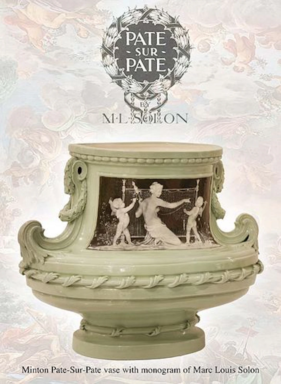 19th C. Minton Pate-sur-Pate W/ Monogram of Marc Louis Solon Vase