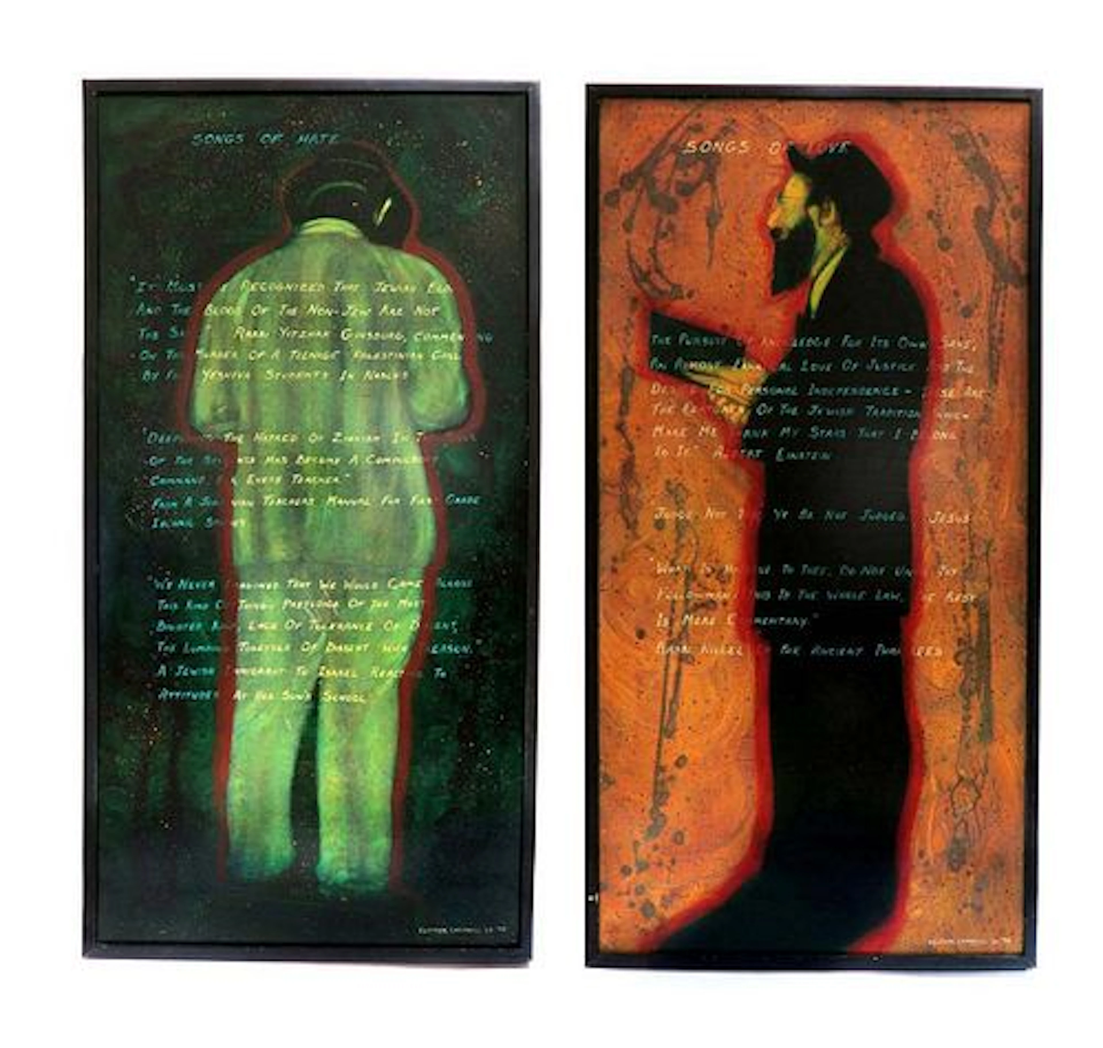 A Pair of Modern Judaica Rabbi Paintings C. Campbell