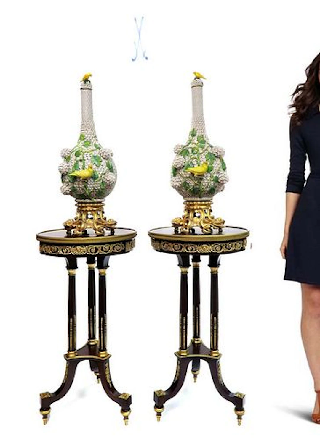Pair of Monumental Meissen Snowball/Schneeballen Vases