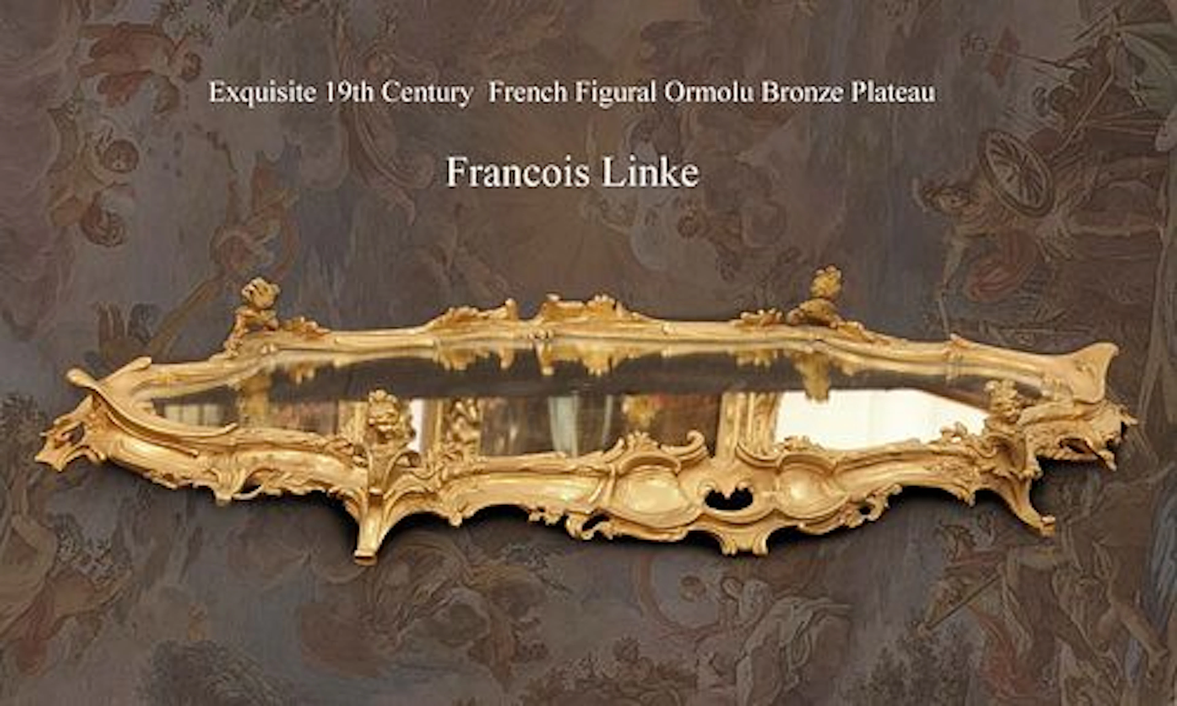 An Exquisite 19th C. French Francois Linke Figural Bronze Plateau, Signed