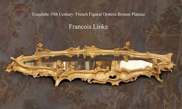 An Exquisite 19th C. French Francois Linke Figural Bronze Plateau, Signed