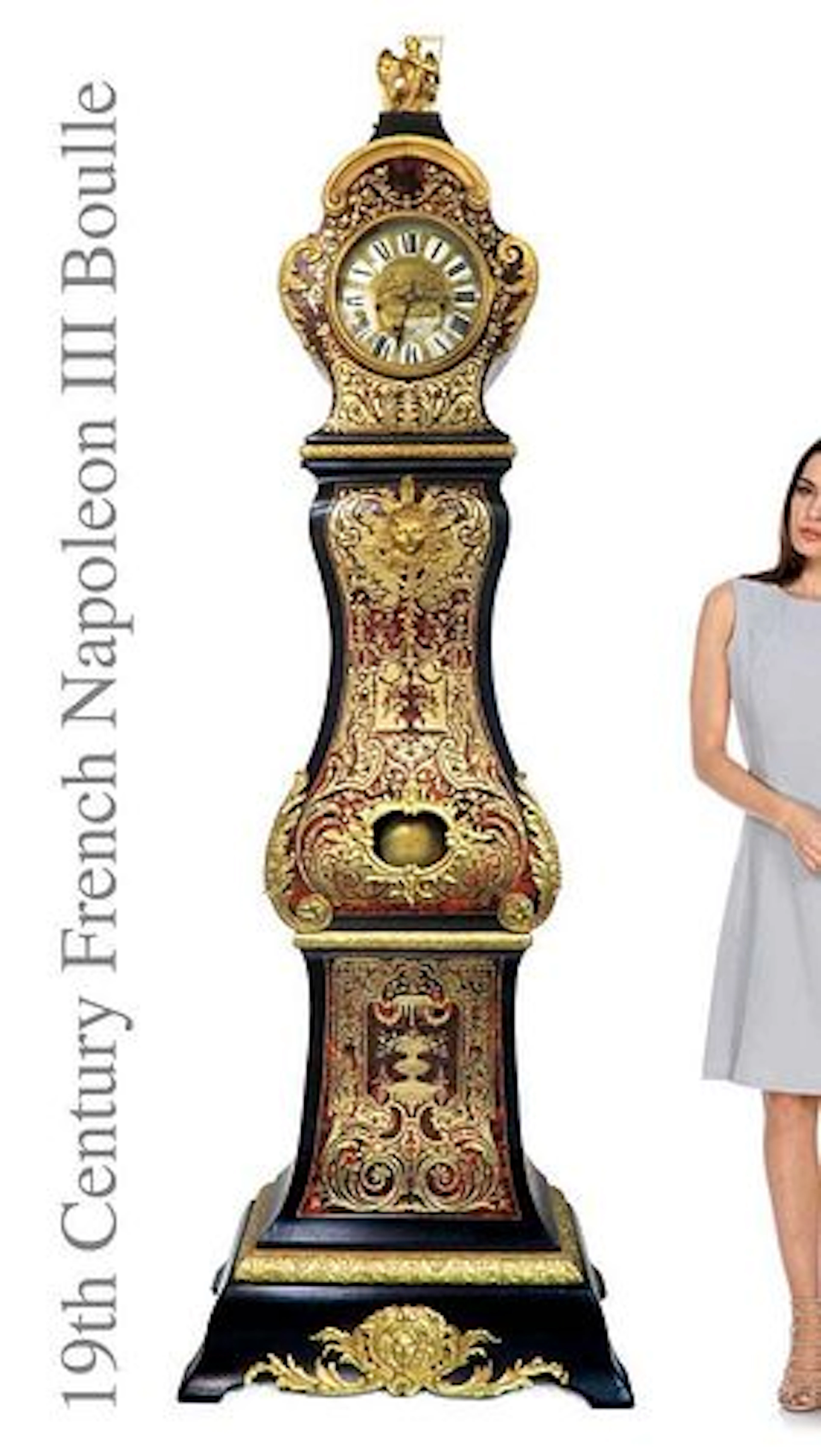 Napoleon III Boulle Figural Bronze grandfather Clock
