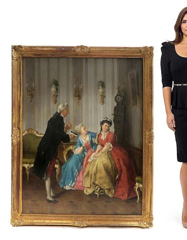 Large 19th C Oil on Canvas signed F. Weiber