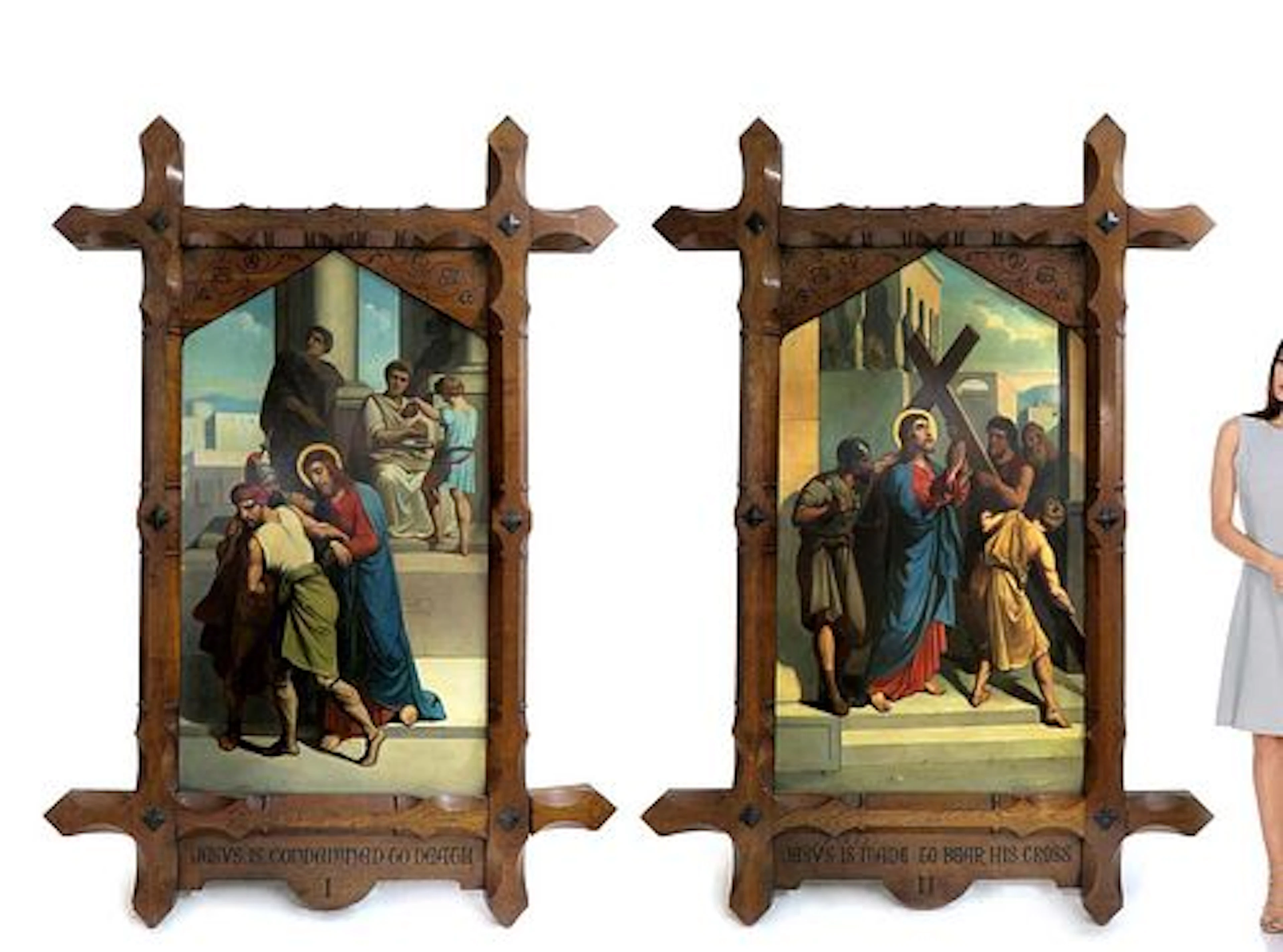 19th C. Monumental Pair of Framed Religious Paintings