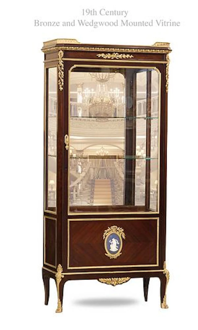 19th Century French Bronze Mounted Wedgwood Vitrine Cabinet