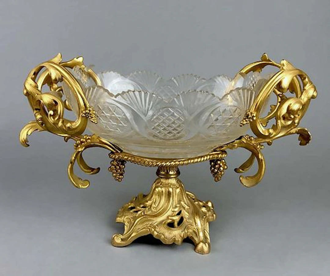 A French Baccarat Style Crystal & Bronze Centerpiece